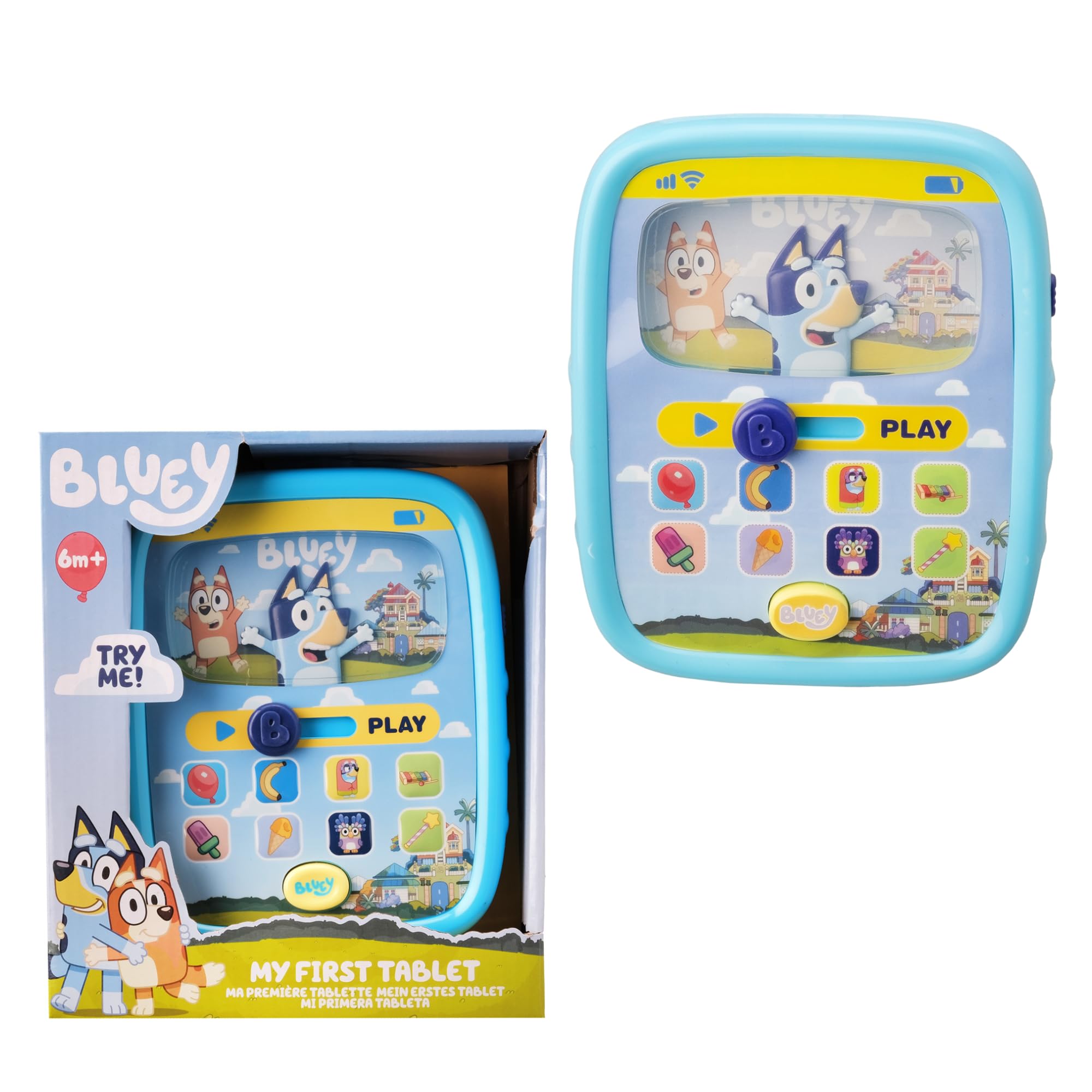 Bluey Interactive Tablet & Remote Control Toy Set  Pretend Play Phone & Learning Tablet for Toddlers  Musical Sound Buttons, Sliding Fun Features (Bluey's Tablet)