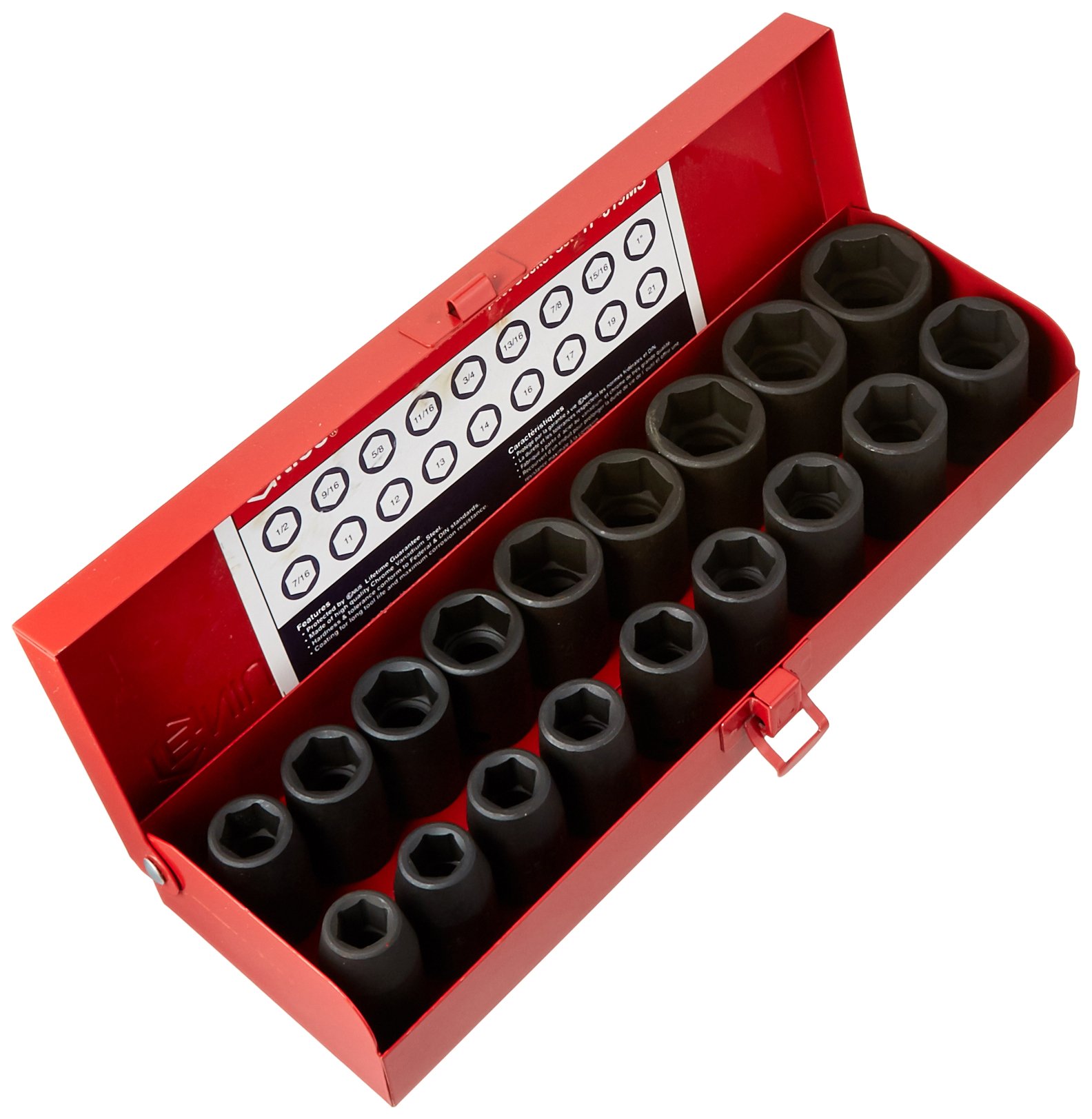 Genius Tools 18 Piece 1/2" Dr. Metric & SAE Impact Socket Set TF-019MS