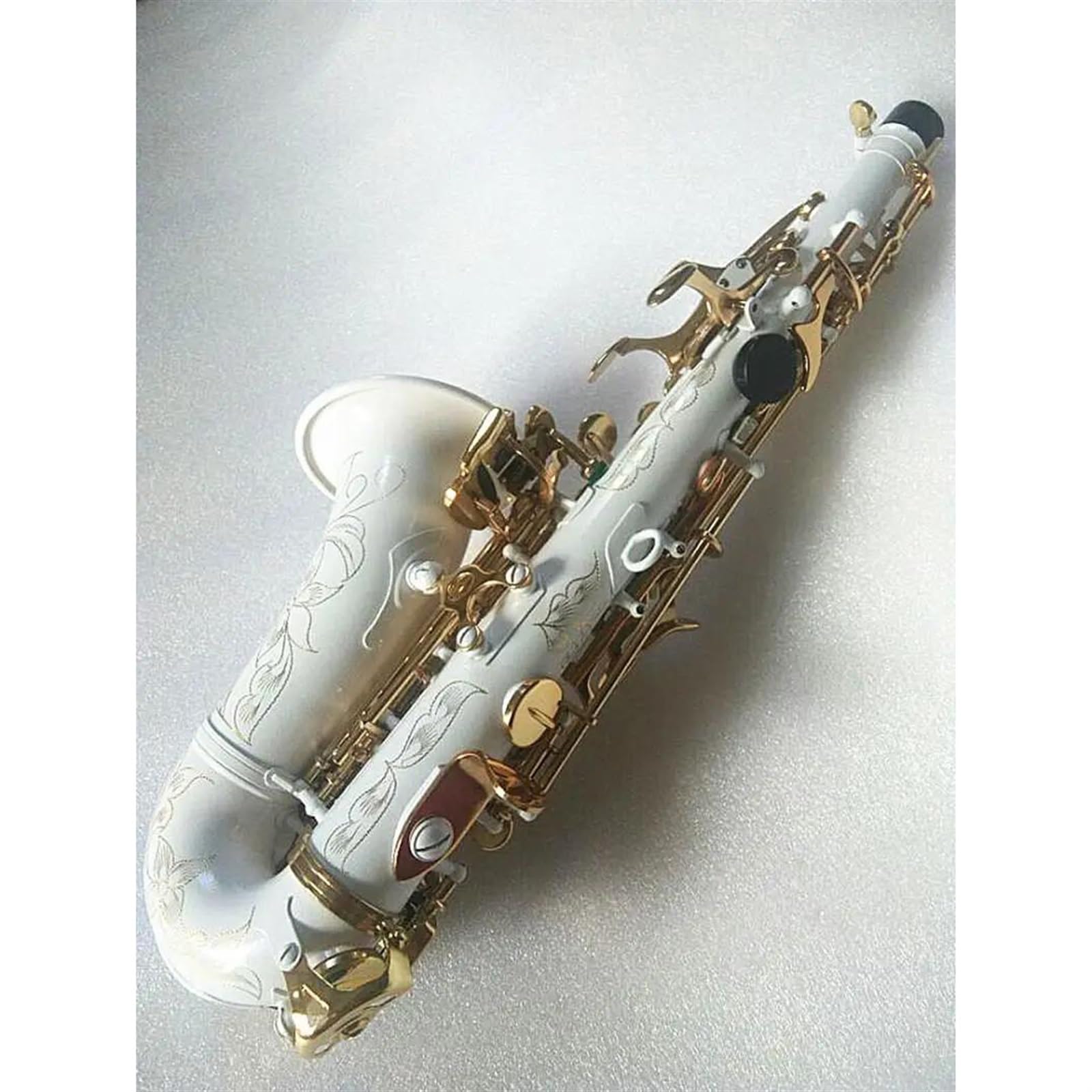 Professionale Sassofono Sassofono Soprano In Ottone B Sassofono Bianco Chiave Dorata Sax Soprano Curvo Accessori Completi Con Custodie