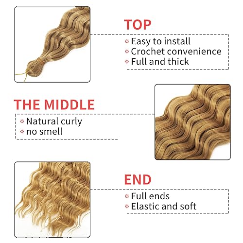 Miniatura 9 de Extensiones de cabello sintético de 22 pulgadas Ocean Wave de 22 pulgadas, extensiones de cabello sintético rizado para mujeres negras (22 pulgadas