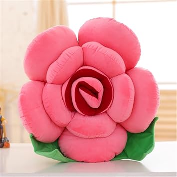 YILANLAN Flower plush rose cushion cute decoration flower plush toy cartoon creative cushion sofa pillow (40cm, Rose red)