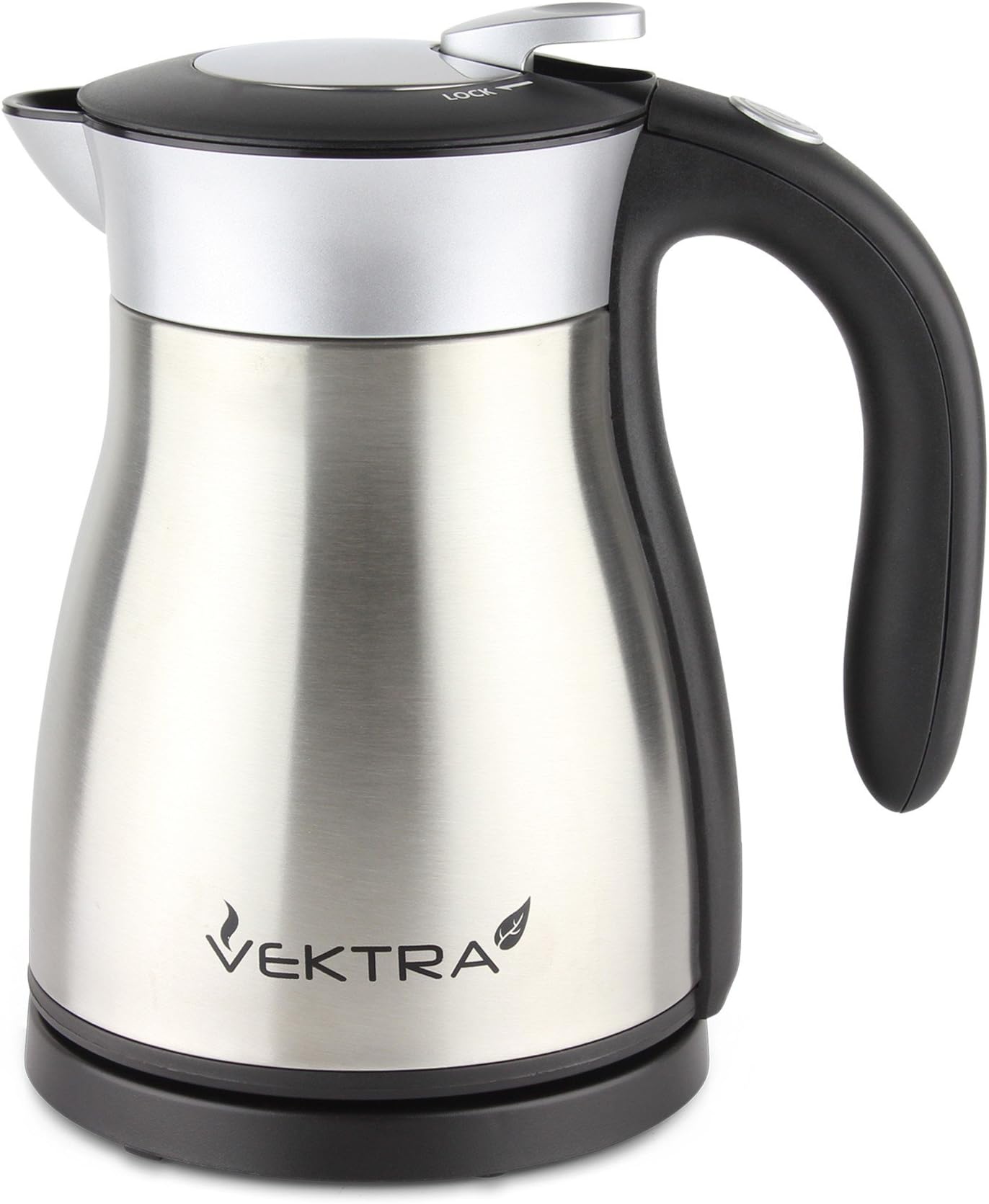 VektraVEK-1201 Vacuum Insulated Environmentally Eco Friendly Easy Pour Cordless Kettle, 1.2 Litre, Stainless Steel
