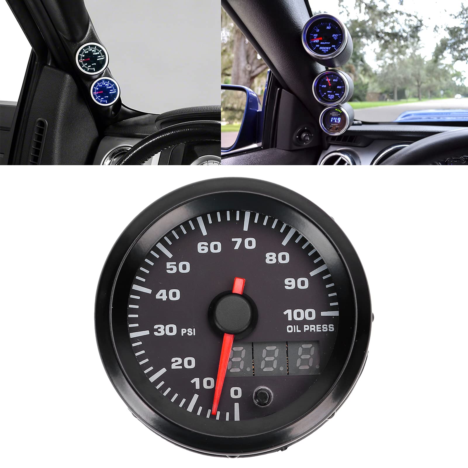 Manometro dell'olio, robusto display a LED Manometro digitale dell'olio ad alte prestazioni per auto