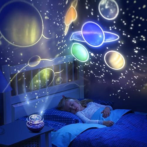 Miniatura 4 de TOURACE Proyector de sistema solar, luz nocturna de estrella para niños, juguetes de planeta, luz espacial, proyectores de universo, lámpara