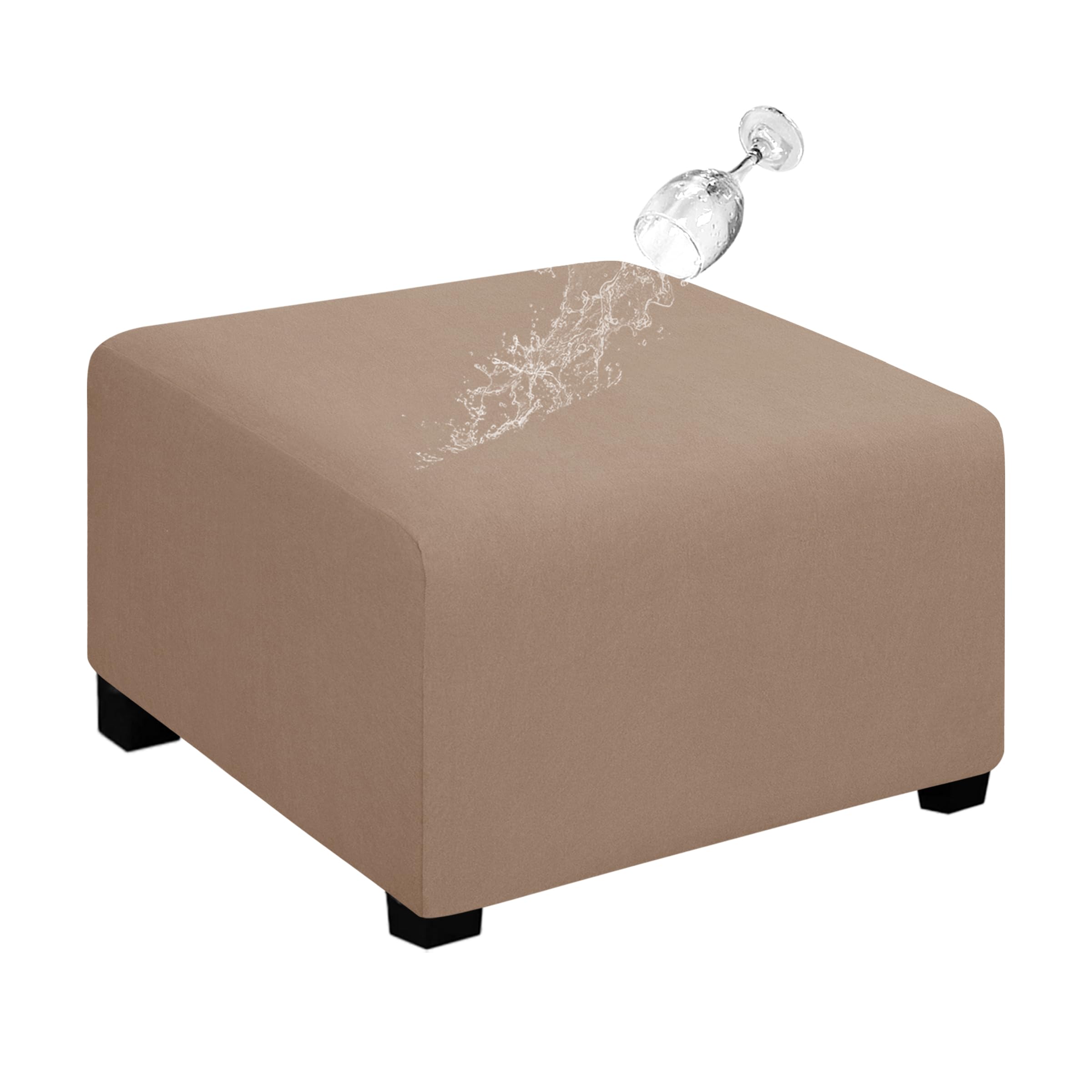 Easy-Going Waterproof Stretch 30x30x15inch Square Ottoman Cover Footstool