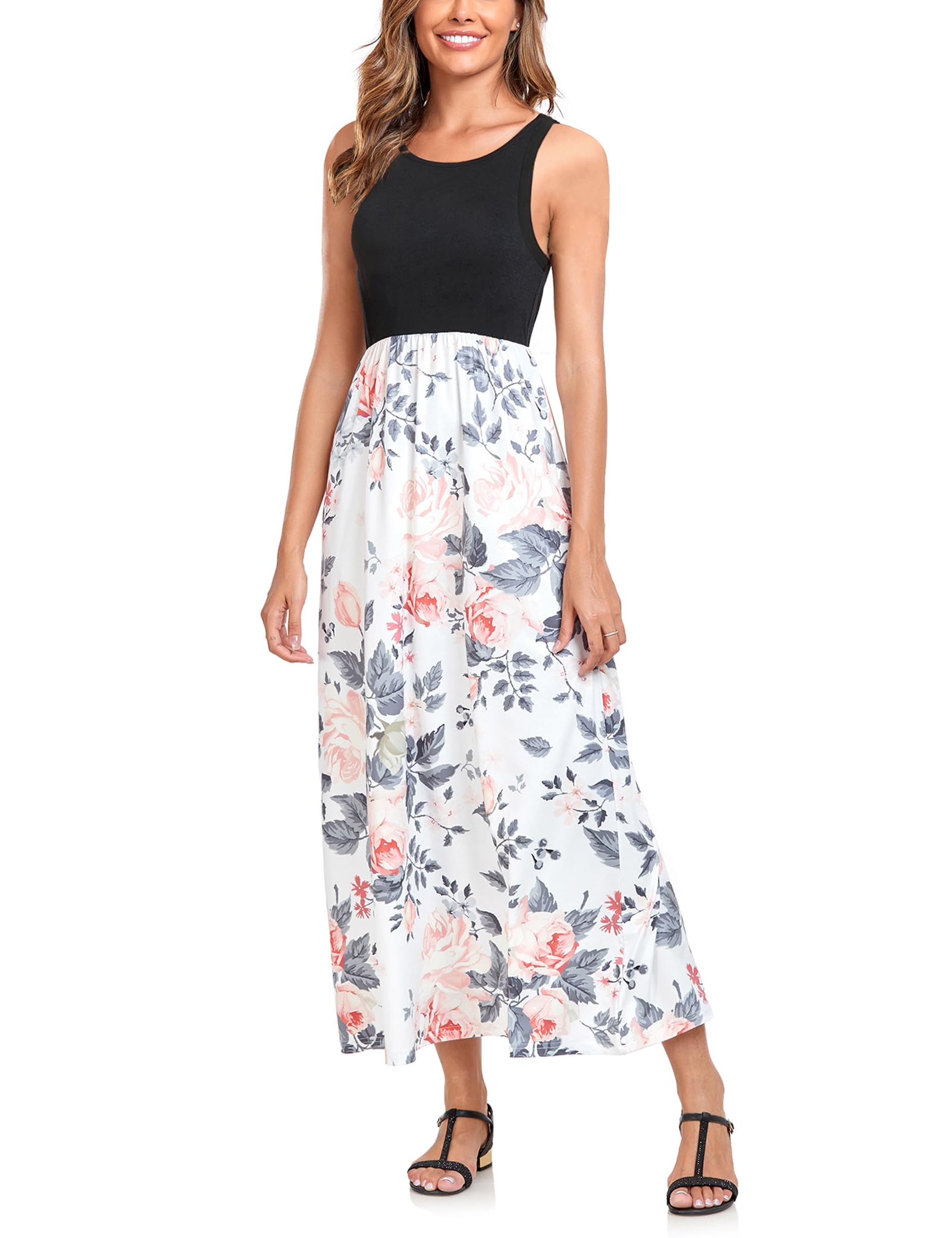 Lacavocor Womens Summer Maxi Dress Tank Top Sleeveless Long Dresses