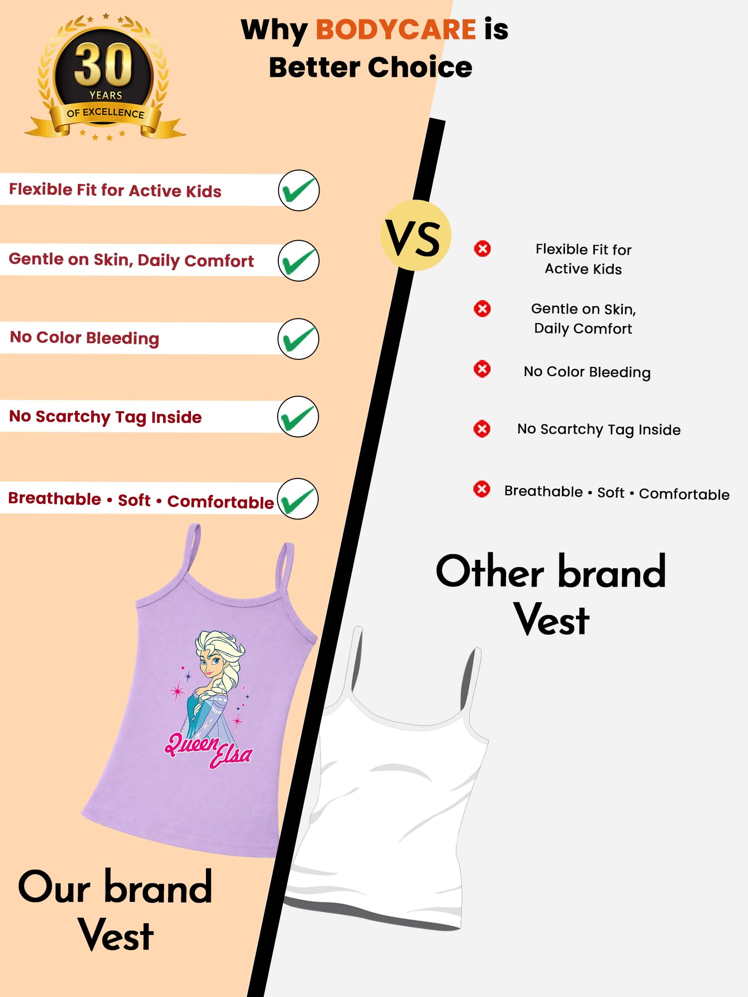 Girl's Regular fit Plain Vest (Pack of 3) (E954_Multicoloured_75 | 9-10 Years) (Color & Print May Vary) 3