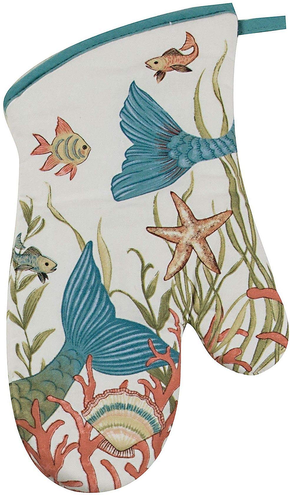 Kay Dee Designs Seas The Day Oven mitt, White/Blue/Coral Pink