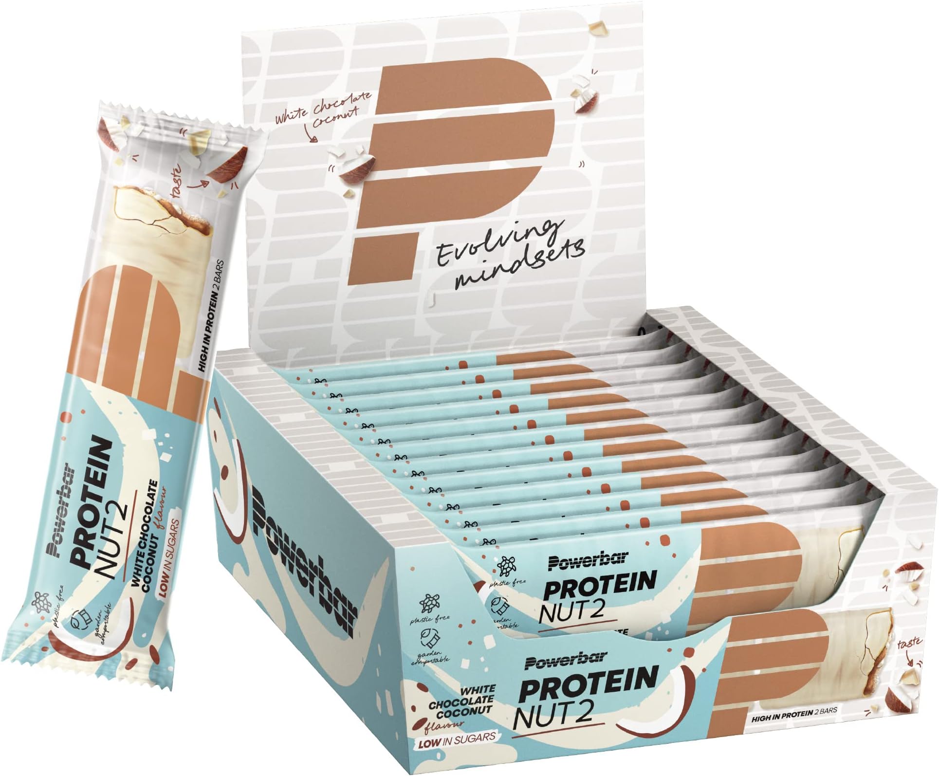 Power Barr Protein Nut2 White Chocolate Coconut 12x(2x22,5g) - High Protein Low Sugar Bar