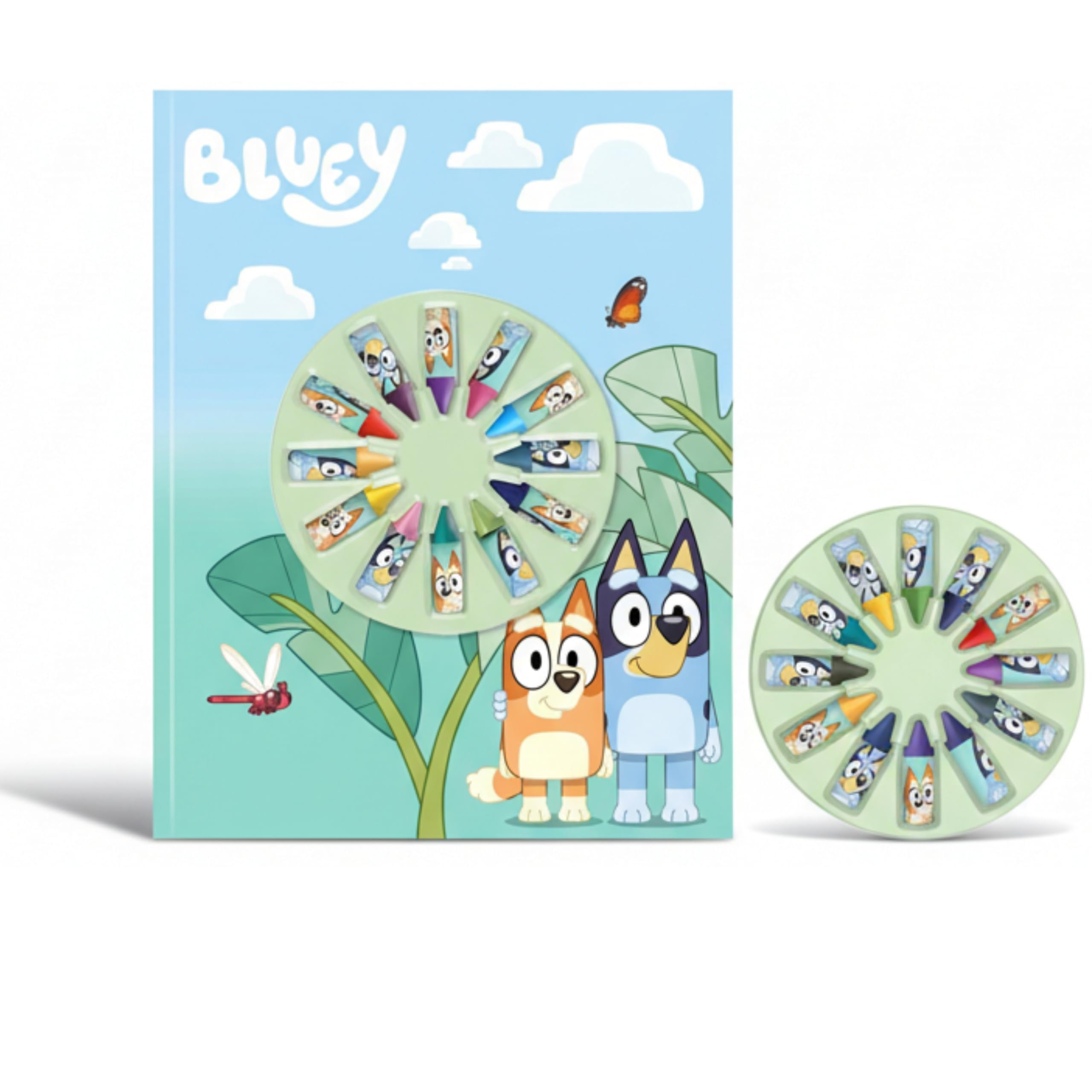 SRV Hub Bluey A4 Notebook with 12 Mini Crayons – Kids Colouring Activity Set | Travel-Friendly Stationery | Bluey Crayon Kit | Drawing & Xmas Art Supplies Set for Children, Boys & Girls Size-28cm — image 1