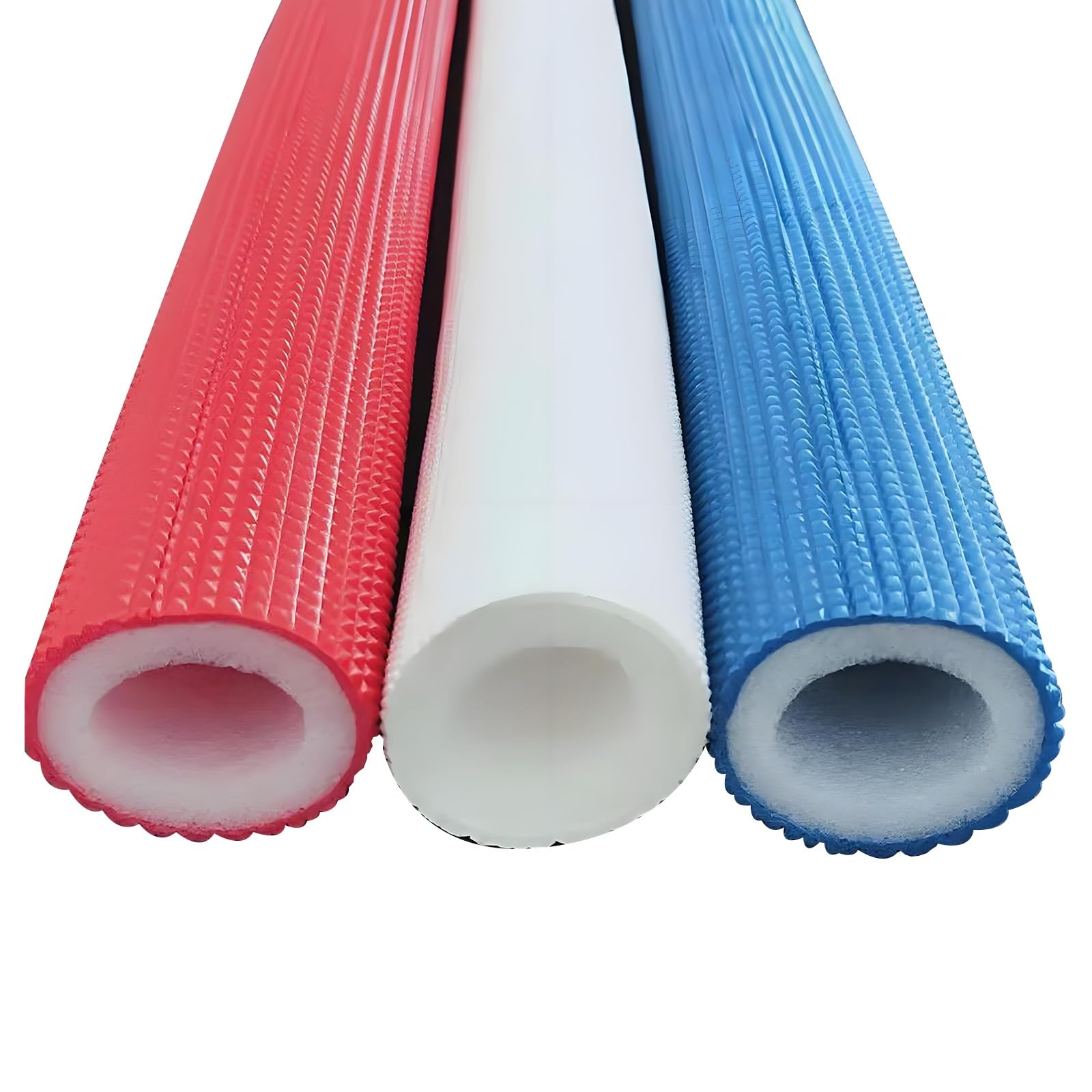 Schaumstoff Rohrisolierung Aluminiumfolienrohre Langlebige Wärmedämmung Rohrverkleidung Geeignet für Gärten, Außenwasserleitungen, Garagen und Fitnessstudios(Red,ID2*0.7*L150cm)
