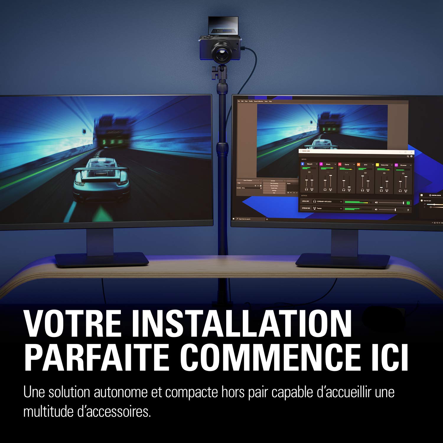 Elgato Master Mount L, pince pour bureau haut de gamme avec perche télescopique jusqu’à 125 cm et filetage 1/4" pour fixer des lumières, caméras et micros, idéale pour streaming, visio et studios
