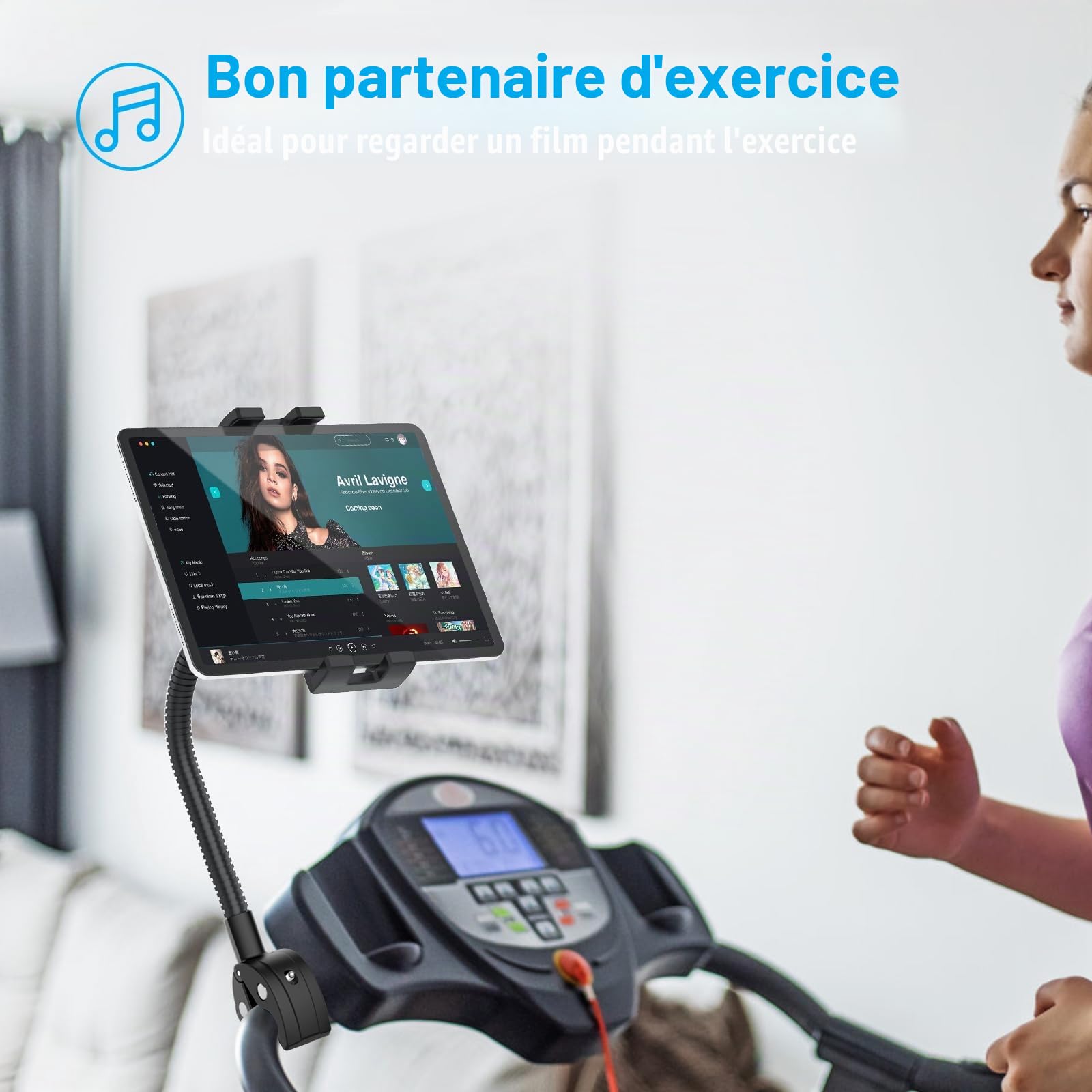 Support Tablette pour Fauteuil Roulant Poussette à Bras Flexible en Métal | Support Tablette Vélo, Tapis de Marche, Chariot - Pince Guidon Pôle Tube pour Tablettes & Téléphones de 4-13"