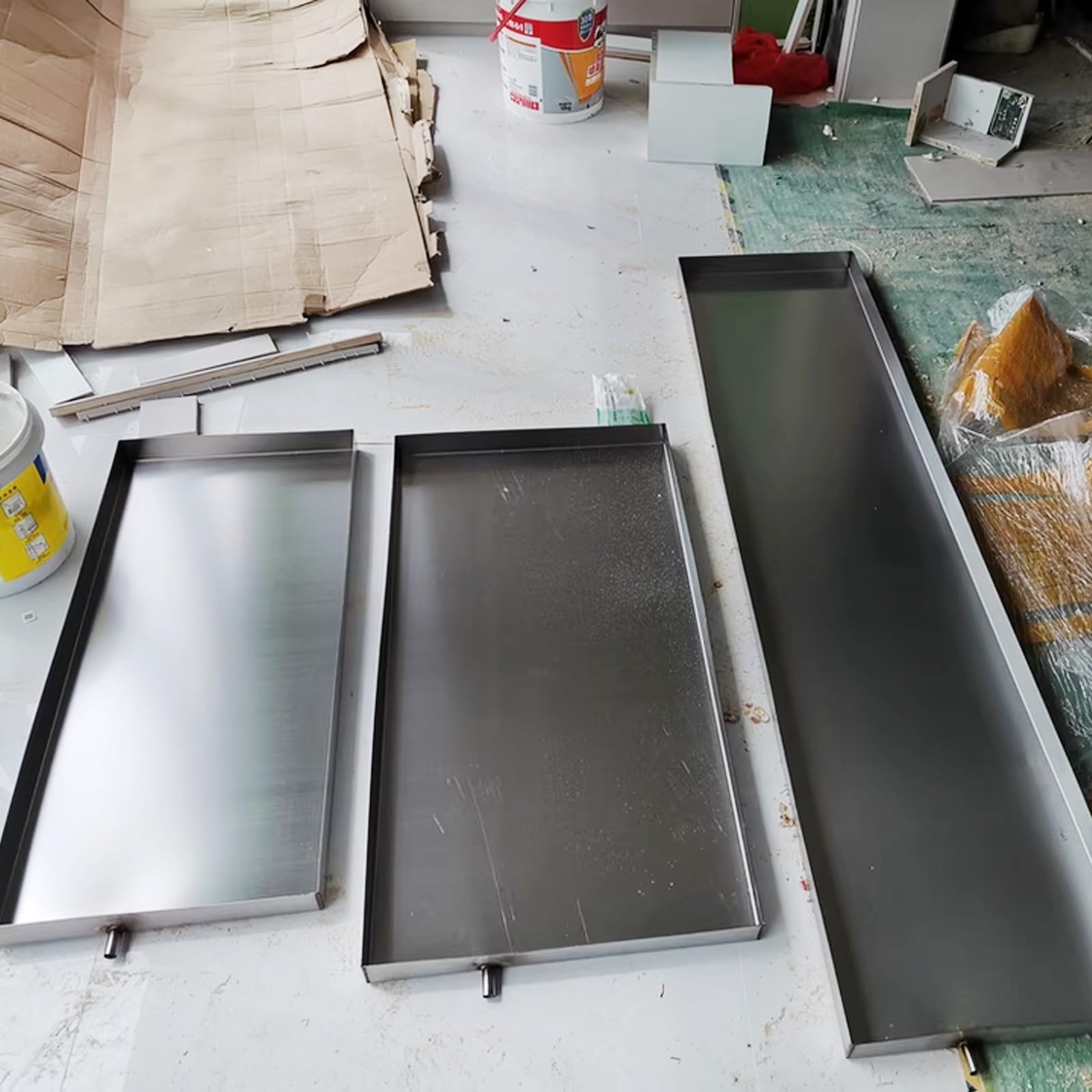 Vaschetta Condensa Climatizzatore con Foro di Scarico Altezza 10cm in Acciaio Inox Saldata Senza Giunzioni for Lunga Durata Vaso Raccogli Condensa Condizionatore(135x50cm(53x20in))