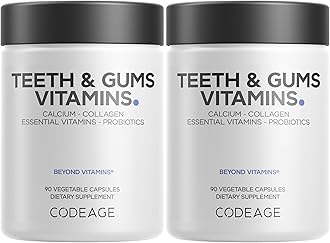 Teeth & Gums Vitamins + Oral Probiotics Supplement for Mouth - Whole Food Calcium, Collagen, Potassium, Vitamin C, D3, K2, Zinc – Oral Care & Dental Multivitamin Supplements - 2 Pack