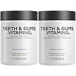 Codeage Teeth & Gums Vitamins + Oral Probiotics Supplement for Mouth - Whole Food Calcium, Collagen, Potassium, Vitamin C, D3, K2, Zinc - Oral Care & Dental Multivitamin Supplements - 2 Pack