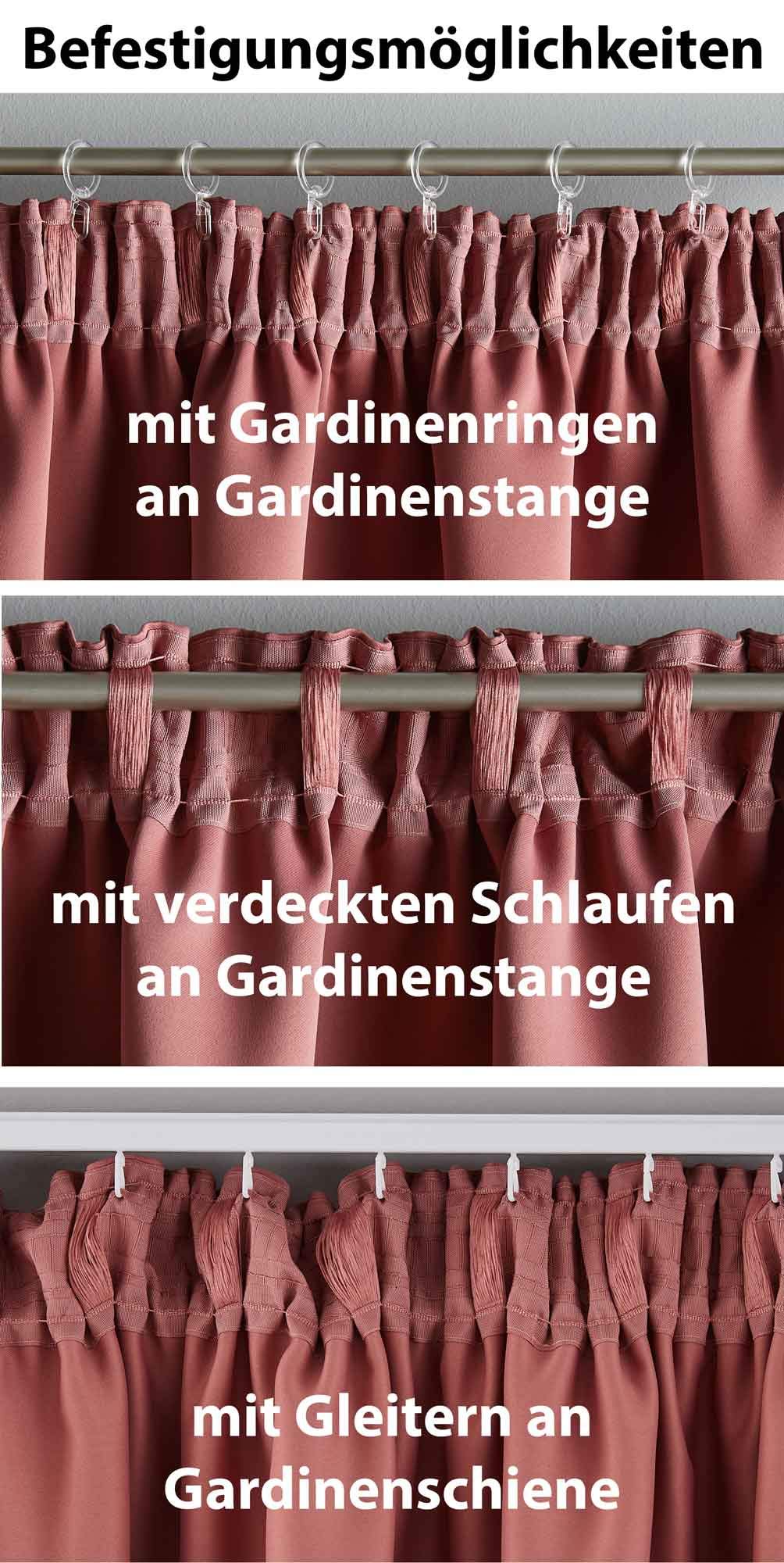 Gardinenbox Tenda oscurante Newyork con passanti nascosti, 225 x 295 cm, confezione da 1 pezzo, colore: rosa antico