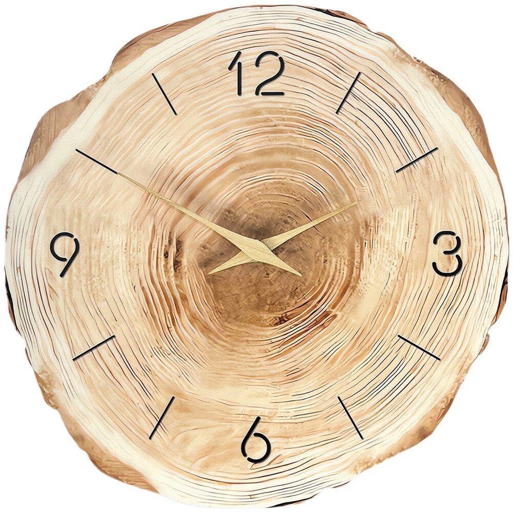 Reloj De Pared De Grano De Madera, Arte Simple Moderno, Reloj Rústico Silencioso, Reloj De Pared De Salón, Decoración para Hogar, Comedor, Cocina Y Escuela