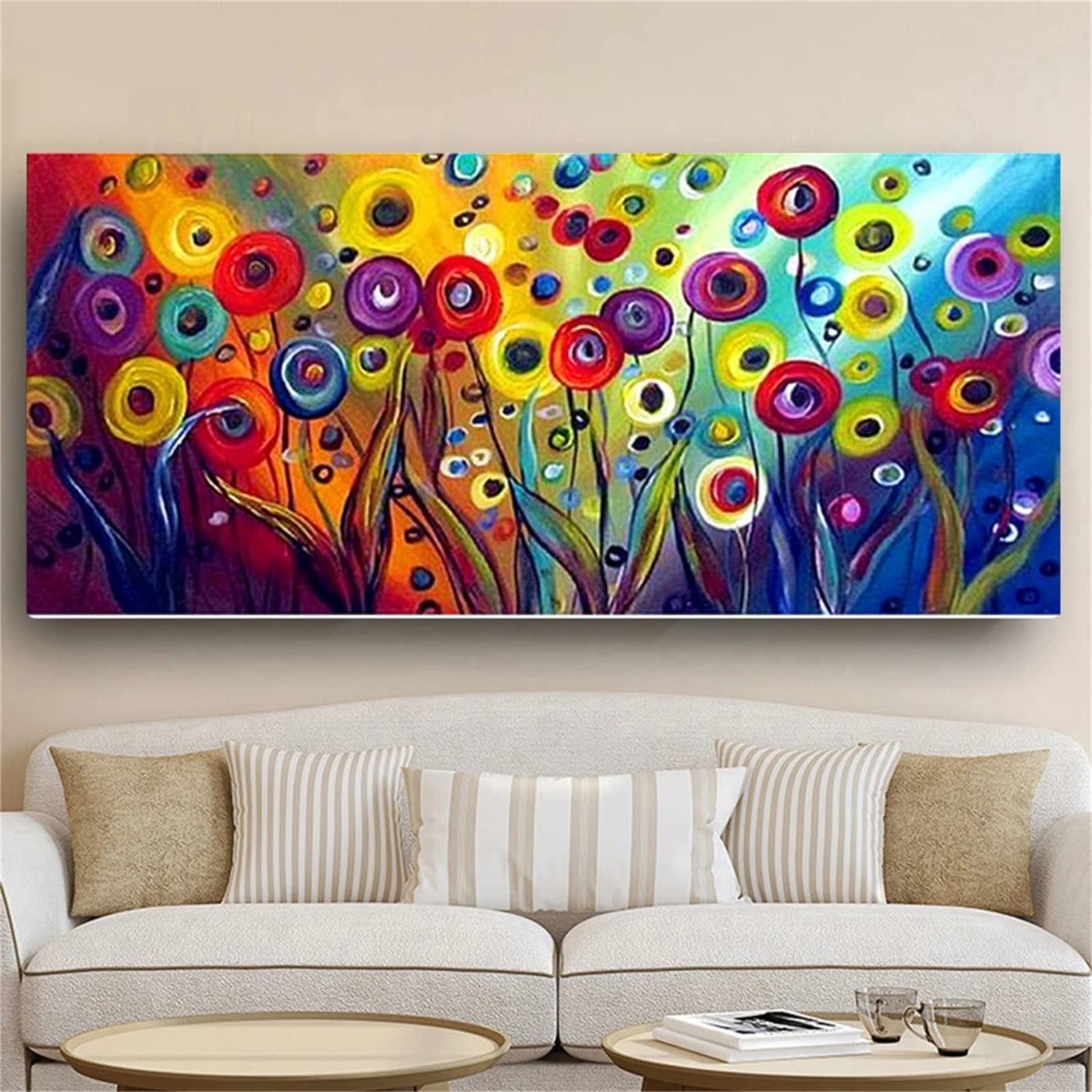 DIY zestawy do malowania diamentami 5D, pełne wiertło diamentowy obraz dla dorosłych i dzieci, kryształ górski haftowanie obrazy do dekoracji ścian domu - 90 x 180 cm (35 x 71 cali (kolorowe abstrakcyjne kwiaty)