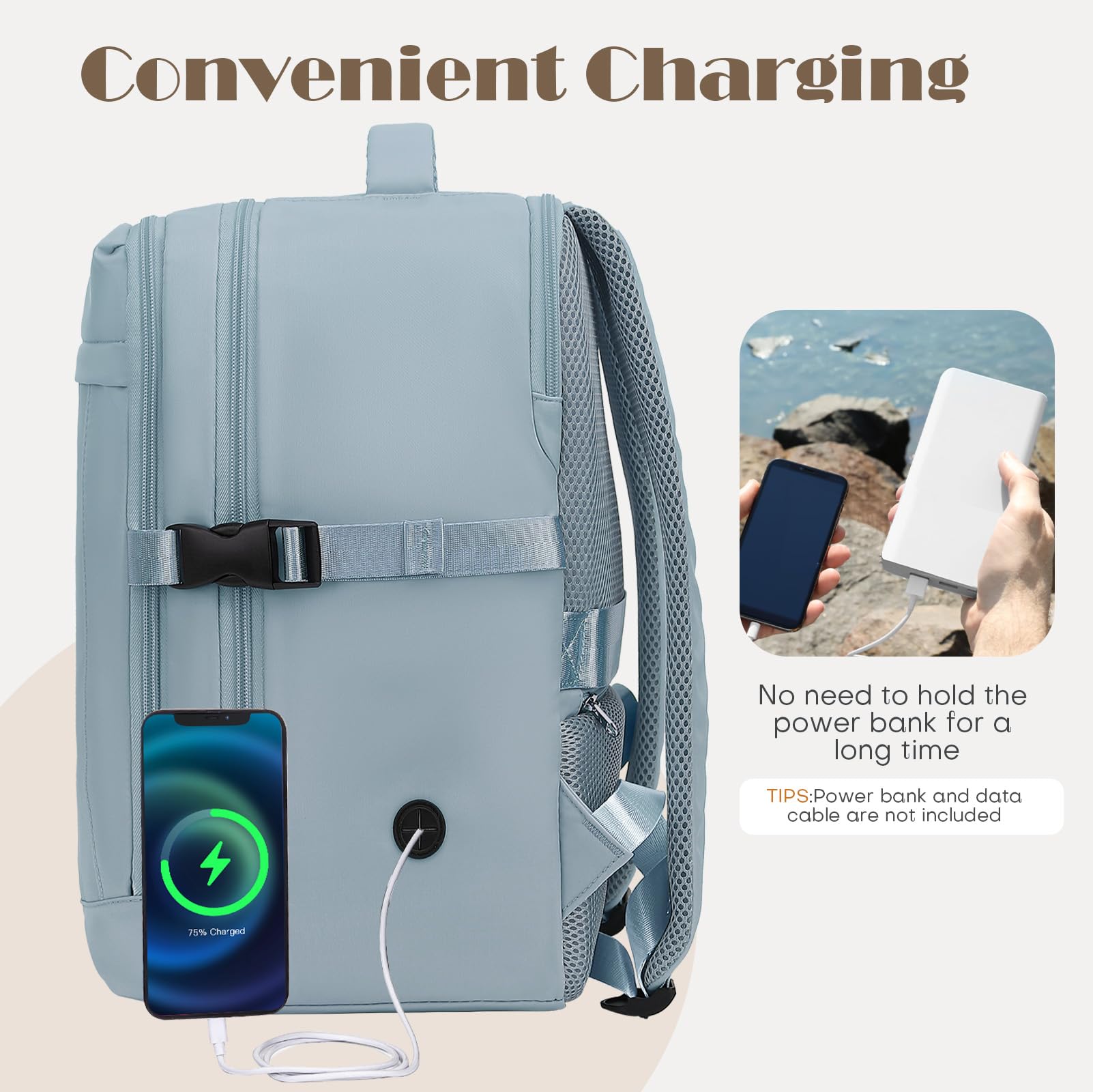 Yankony Zaino Ryanair 40x20x25 Zaino da Viaggio Aereo Bagaglio a Mano 40x20x25 Ryanair 20L Borse da Cabina per Donna Uomo 14 Pollici Porta PC Portatili con Tasca Antifurto per Scuola Lavoro Affari