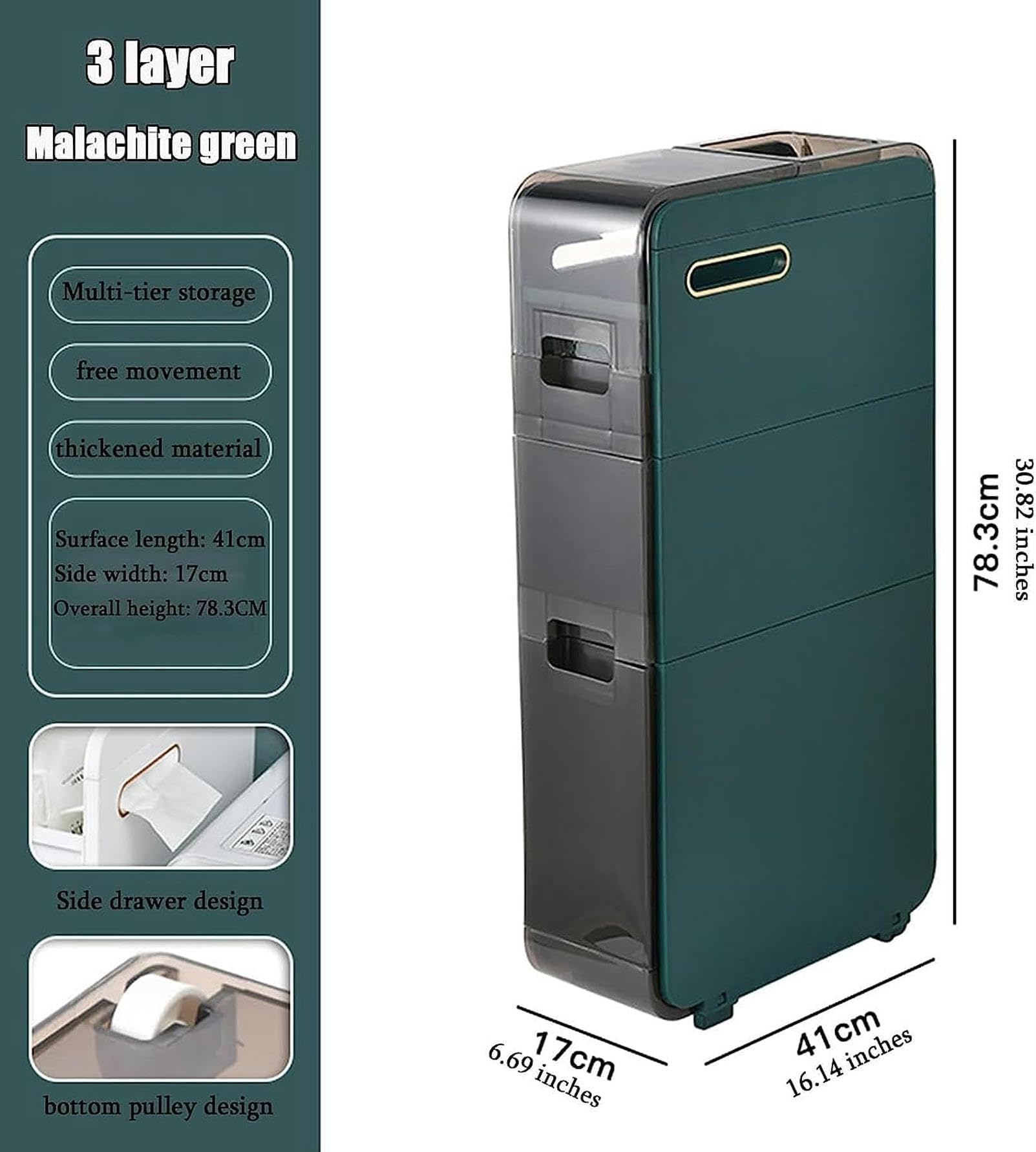 Cajones de almacenamiento apilables, gabinete de piso para baño, unidad de almacenamiento Vertical con cajones transparentes y ruedas, Torre de almacenamiento delgada, al