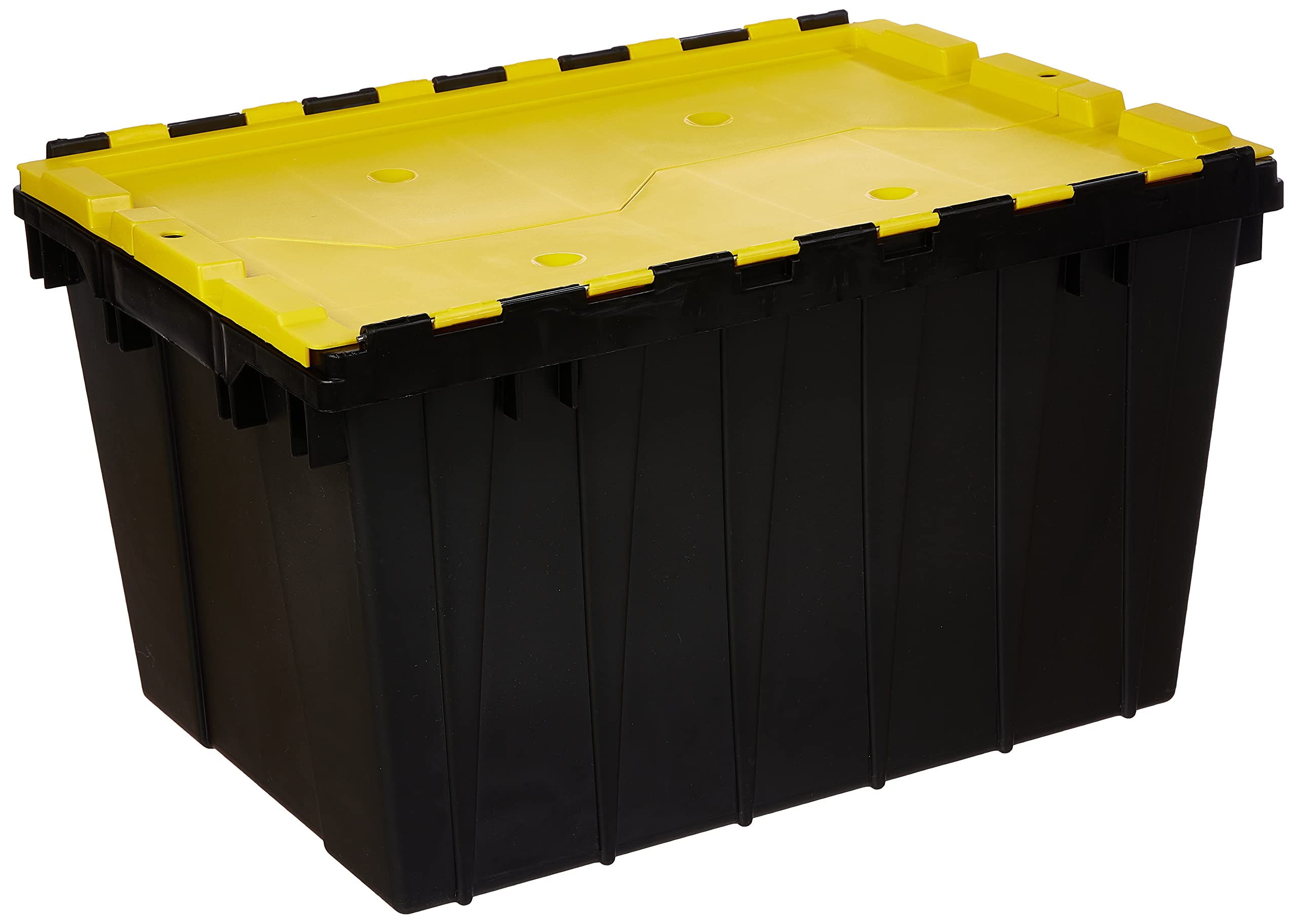 Cosmoplast Plastic Utility Storage Box With Dual Flap Lids 55 Liters, Yellow Black, IFHHST372KY, Cosmoplast Utility Storage Box 55 Liters