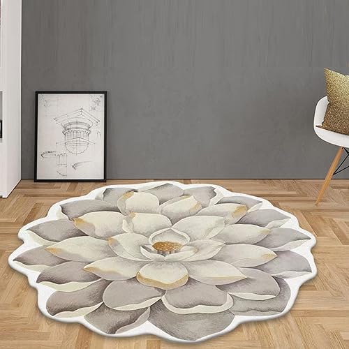 Miniatura 1 de Scceatti Alfombras de cocina de felpa de 39 pulgadas, alfombra de baño gris de transferencia de calor en forma de flor 3D, alfombra de suelo para