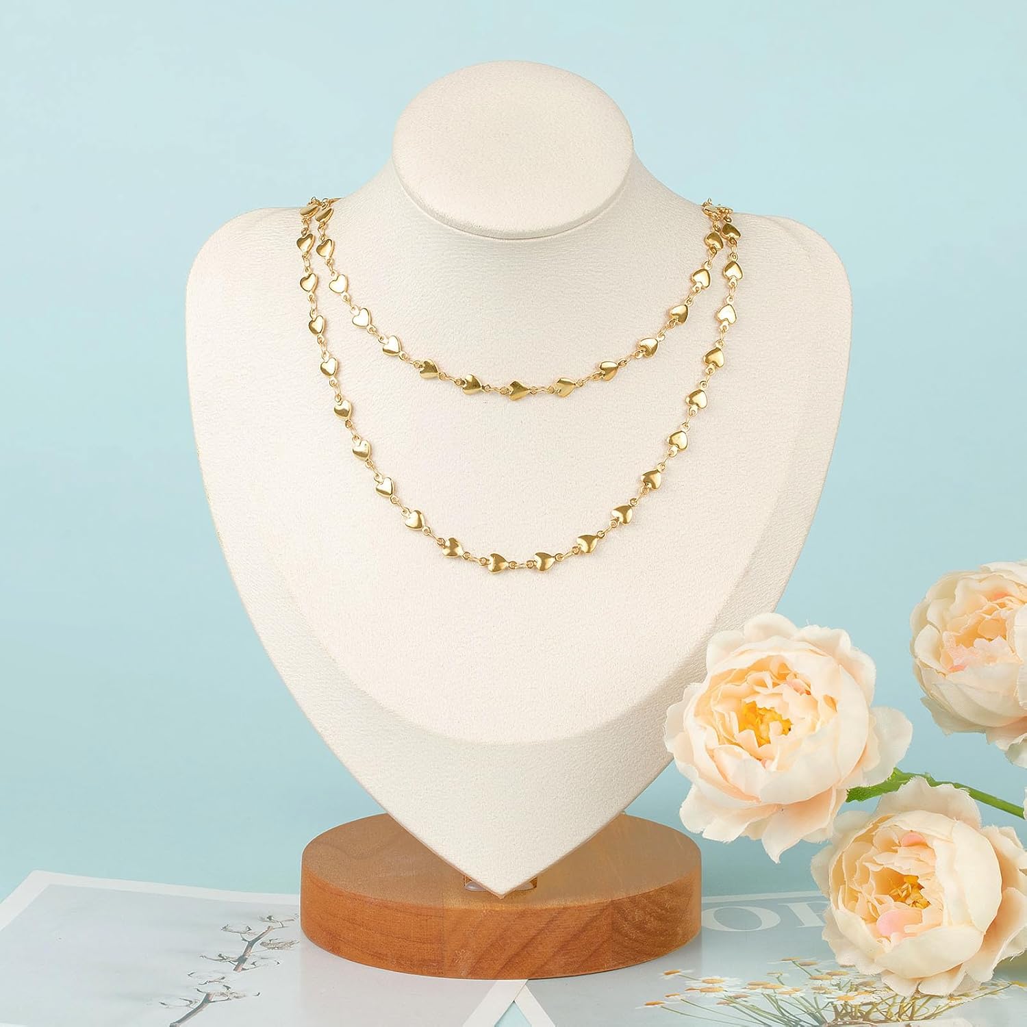 UMAOKANG 5 Meters Gold Plated Heart Chain for Jewelry Making Stainless Steel Chains Bulk for Women Necklace Anklet DIY Jewelry Supplies Findings - Image 7