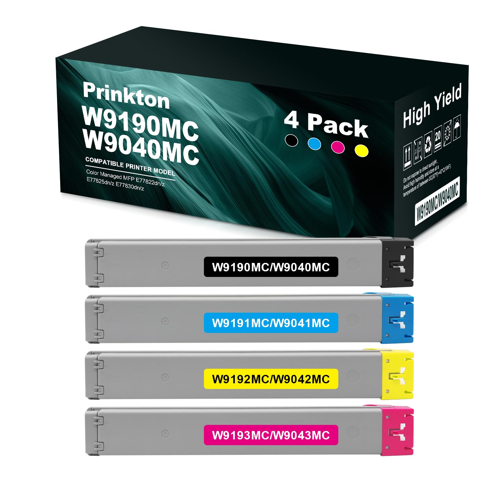 Prinkton W9190 Remanufactured Toner Cartridge Replacement for HP W9190MC W9191MC W9192MC W9193MC W9040MC W9041MC W9042MC W9043MC for HP MFP E77822dn/z
