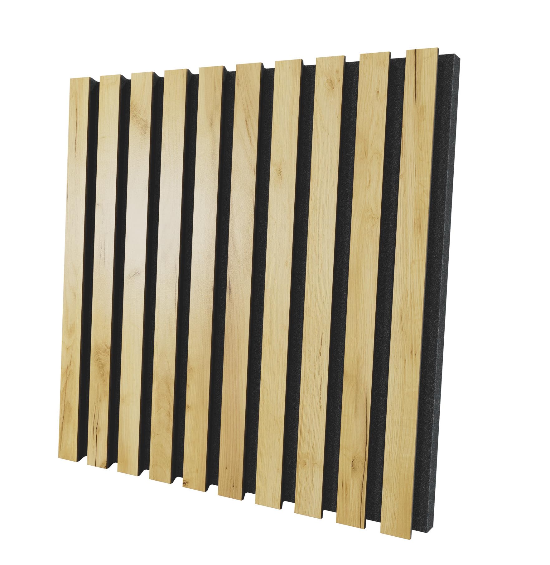 Set di 4 Pannelli acustici fonoassorbenti e diffusivi a doghe | 50x50x5cm | Assorbimento - Diffusione - Riflessione - Insonorizzazione | Legno laminato: [x4 POLE | Rovere]