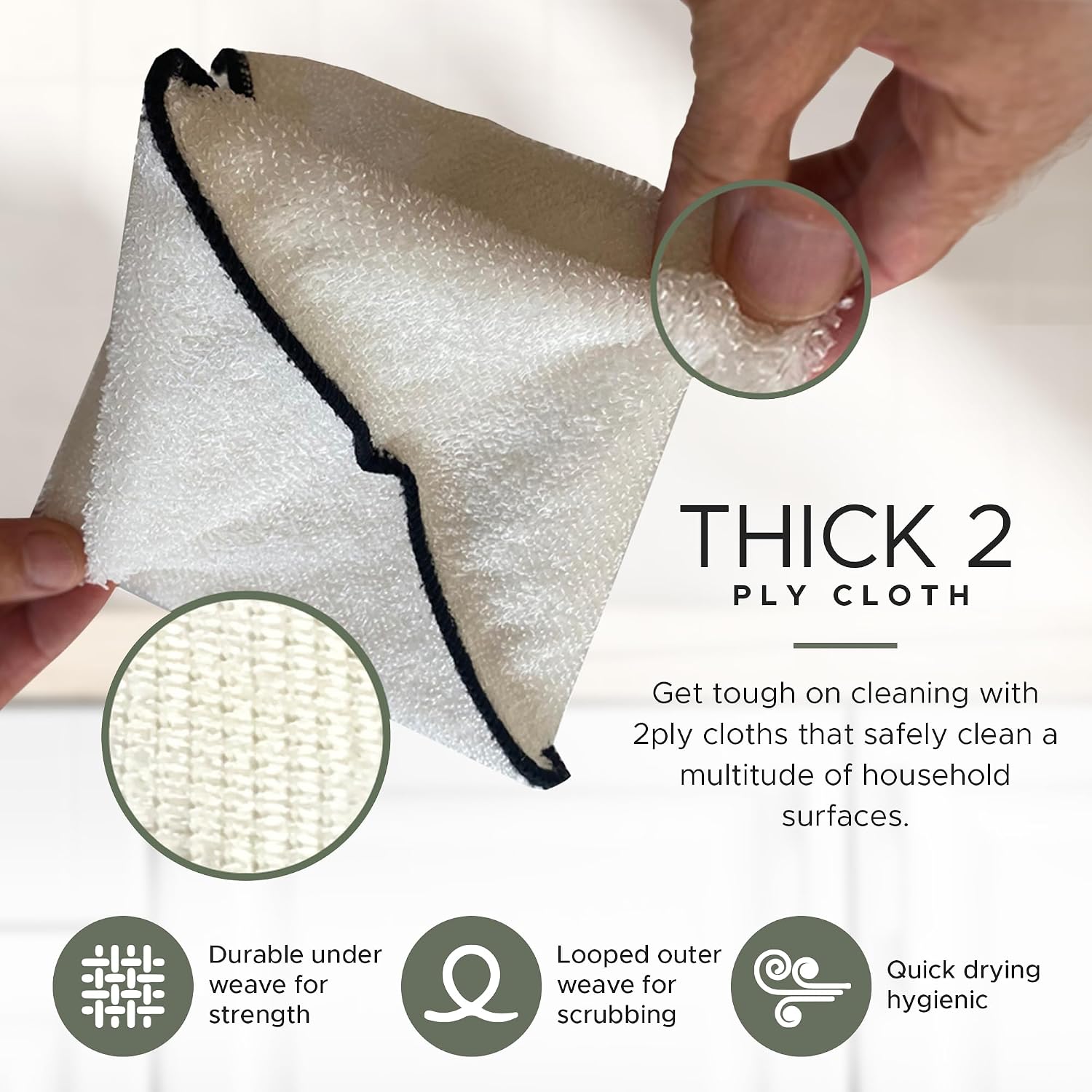 Whiffkitch Dishcloths Kitchen Dishrag Cleaning Scrub Reusable 6pk 6x7in image 5