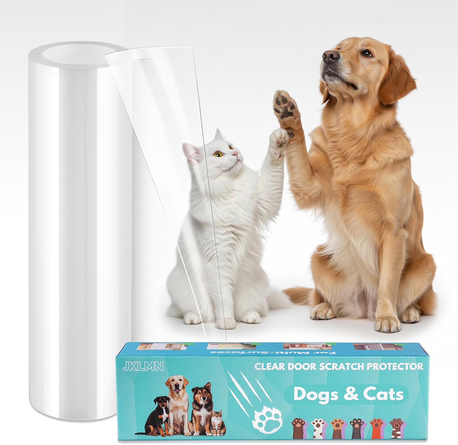 Door Protector from Dog Scratching – No-Residue Pet Door Scratch Protector for Dogs & Cats, Transparent Dog Scratch Guard for Doors & Furniture, Scratch Guard for Doors (120" x 8.2")