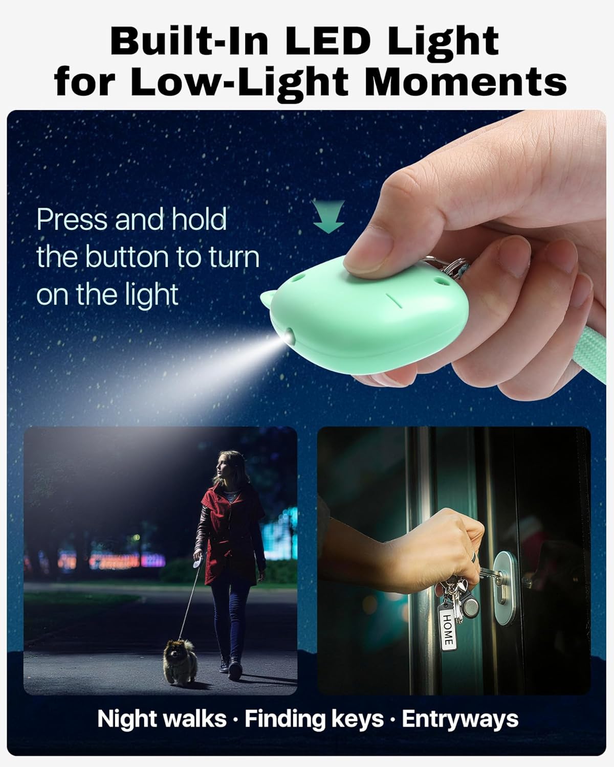 Personal Safety Alarm – VIGOROAD 3 Pack Loud Siren with LED Light, Easy Pull-Pin Keychain for Women & Seniors, Portable Everyday Use (Black/Purple/Green) - Image 3