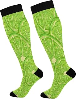 874 Crew Athletic Socks Lime Consisting Slice Citrus Walking Socks Long Crew Socks Casual Running Socks For Running Hiking Travel 40cm