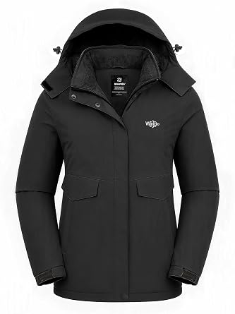 wantdo Womens Waterproof Ski Jacket Warm Fleece Lined Snow Winter Coat