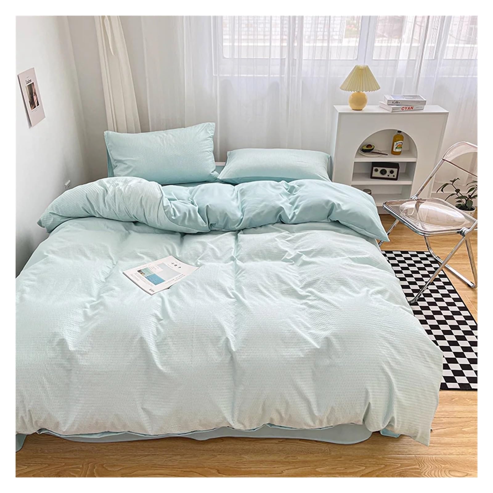 Ensemble de literie en coton housse de couette lit simple double king-size couleur unie