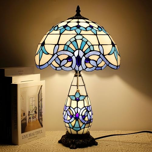 Miniatura 9 de Lámpara Tiffany de Mesa de Vidrio Emplomado 12X19 Pulgadas Jarrón Madre Hija Lámpara de Escritorio Acento Luz Nocturna para Dormitorio Mesita de