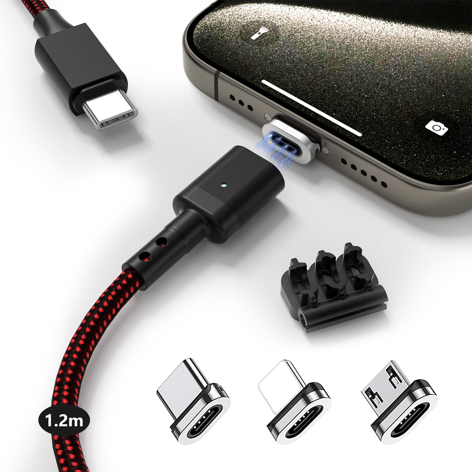 SUNTAIHO USB-C マグネット充電ケーブル 3A LED付き 1.2m