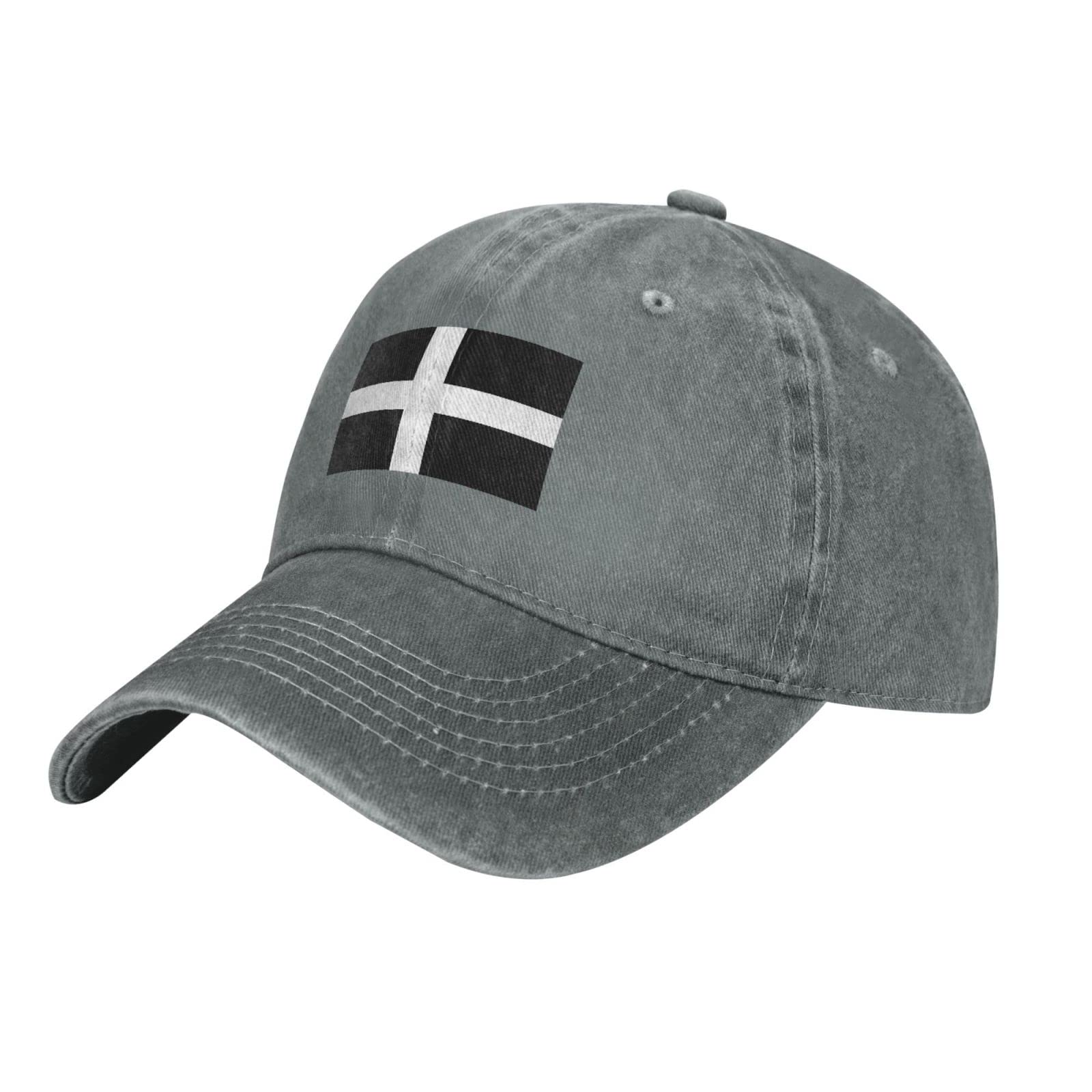 KWQDOZF Flag of Cornwall Baseball Cap for Men Women Hats Cotton Trucker Caps Adjustable Dad Hat Gray