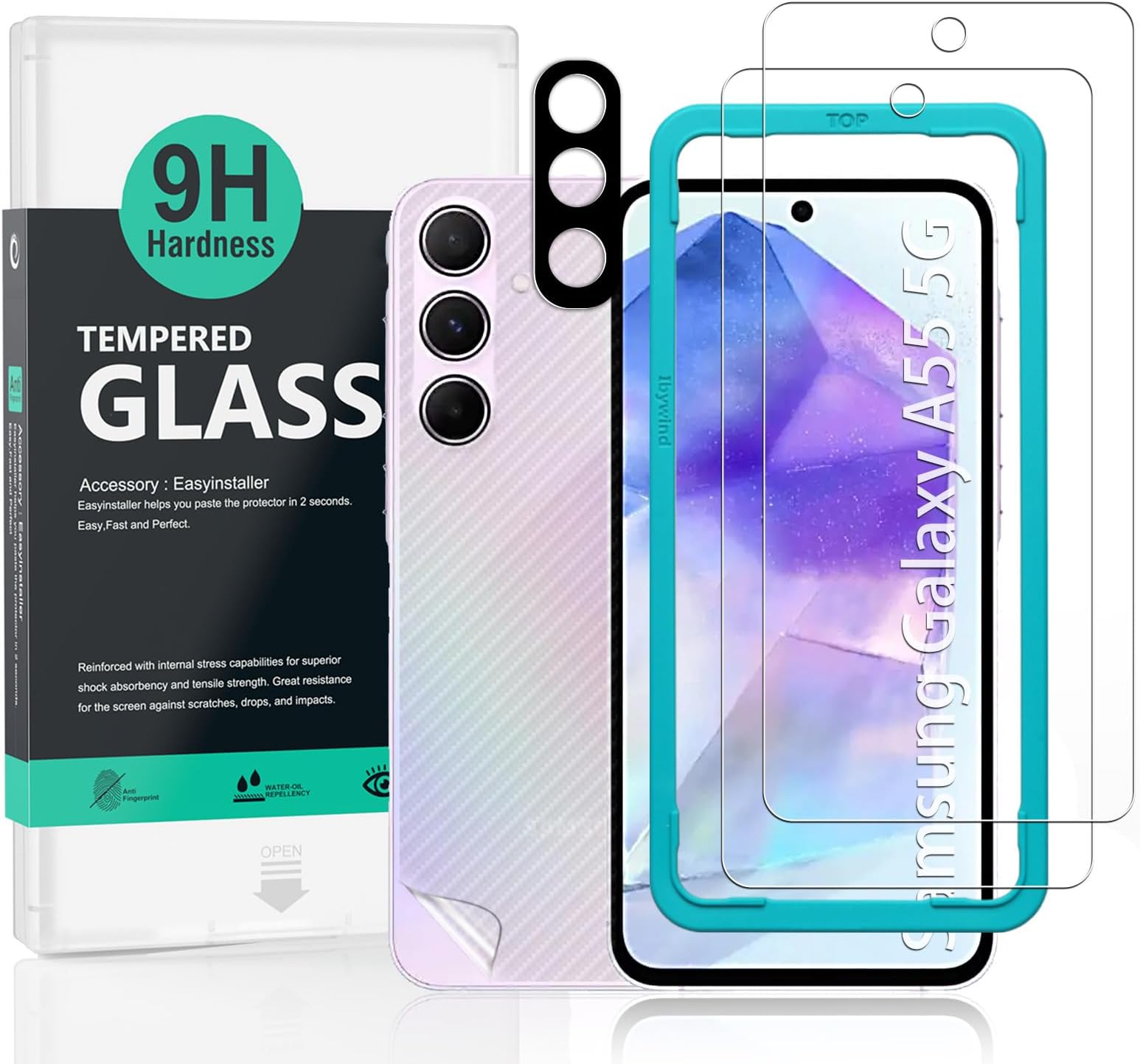 Ibywind 2 Pack Screen Protector For Samsung Galaxy A55 5G 6.6",9H Hardness Tempered Glass,With 1Pc Camera Lens Protector,Easy to Install
