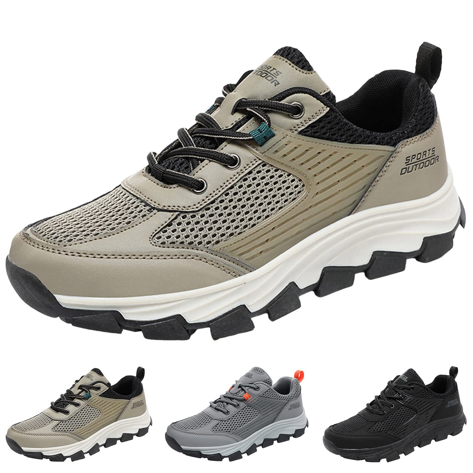 Zapatillas de senderismo para hombre, ligeras, con cordones
