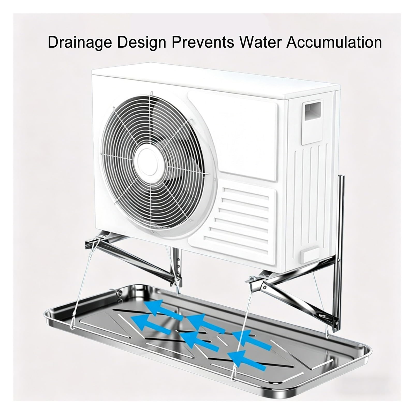 Piatto Condensa Split per Condizionatore Portatile, Piatto Raccogli Acqua Condensa in Acciaio Inox, Include Tubi Flessibili, Fascette e Cavi Metallici, per uso Interno ed Esterno(84x38x3cm)