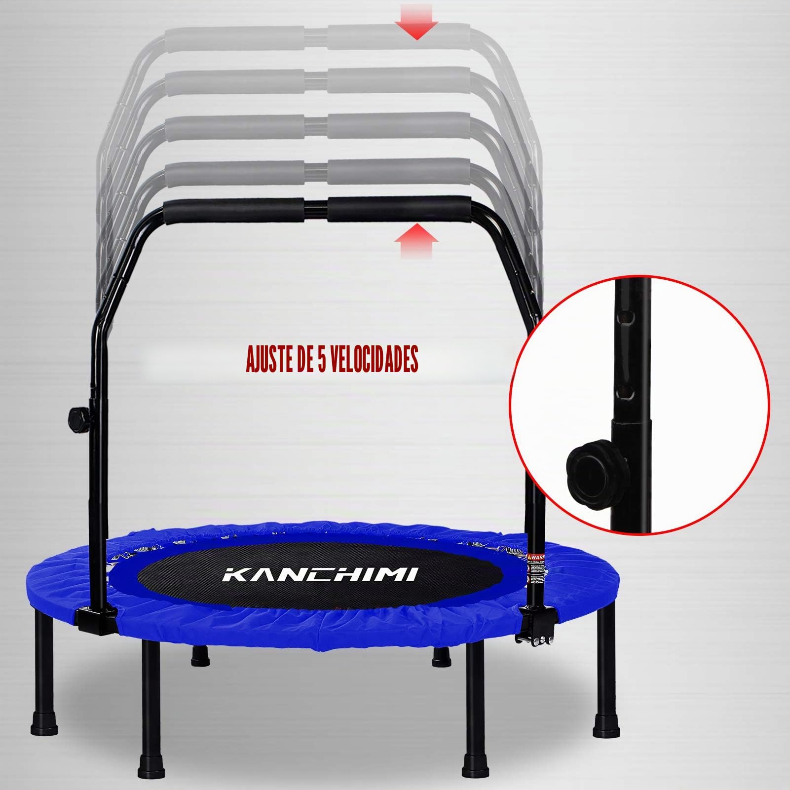 Kanchimi Mini trampolín Plegable de 40 Pulgadas para Ejercicio en Interiores con asa, Carga máxima de 150 kg