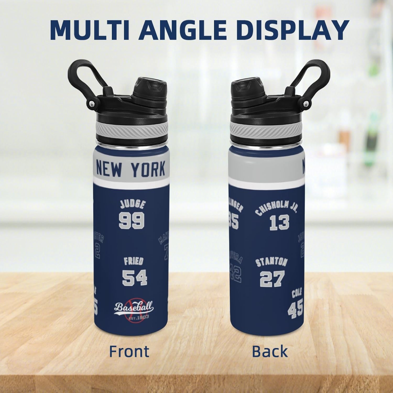 22 OZ Yankee Water Bottle Stainless Steel, Yankee Insulated Tumbler, New York Baseball Water Bottle, Yankee Gifts For Men Women Kid