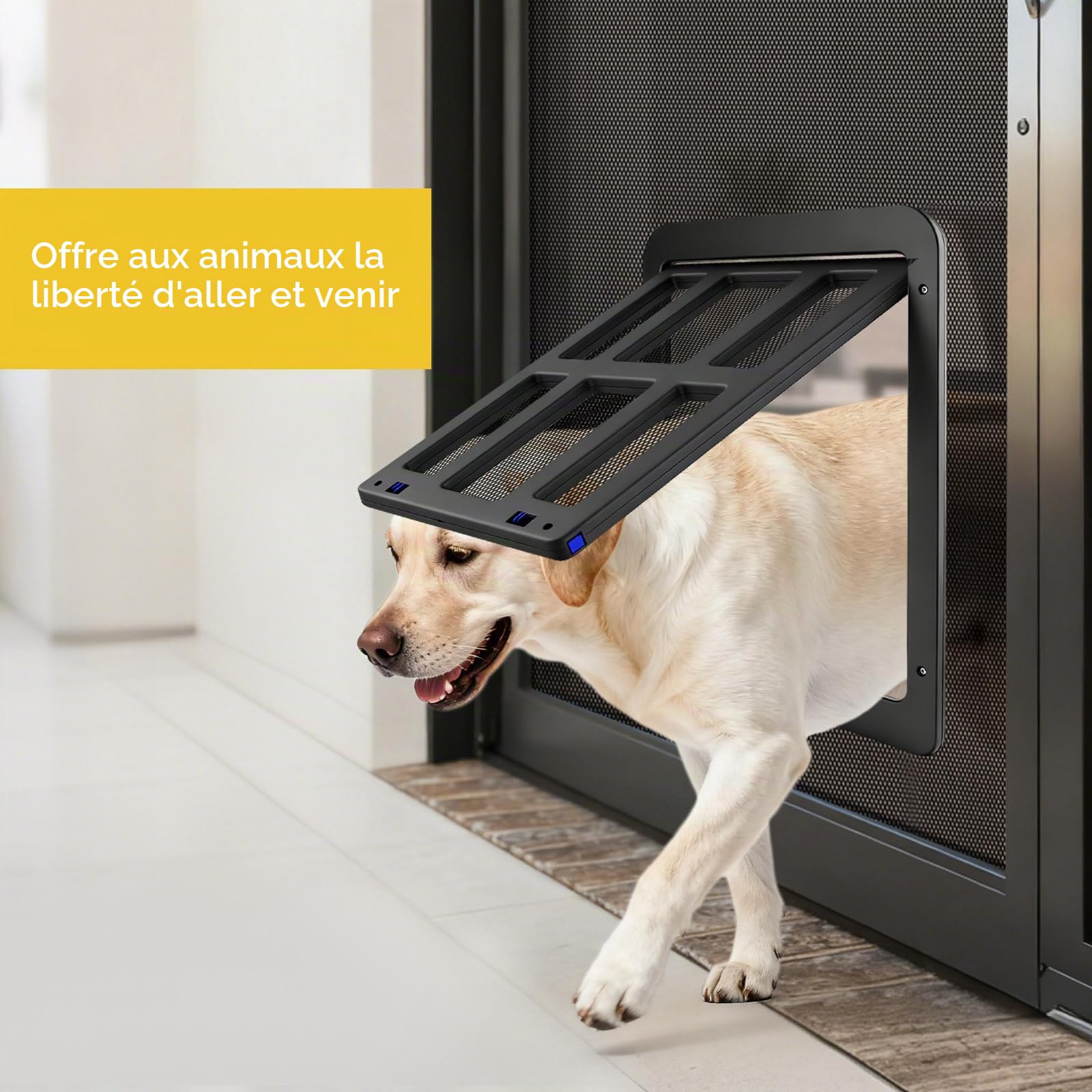 Fenêtre de Porte de Chien pour Porte Coulissante, Grande Porte de Chat pour Porte de Fil, Fenêtre ou Porche - Noir