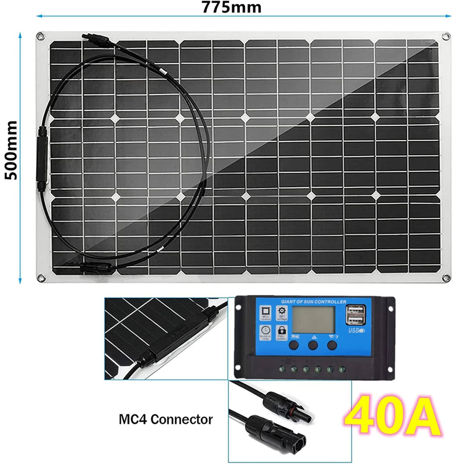 Pannelli solari, Moduli solari Flessibili, Moduli solari monocristallini per casa, Campeggio, Auto, Case mobili, Barche (600w)
