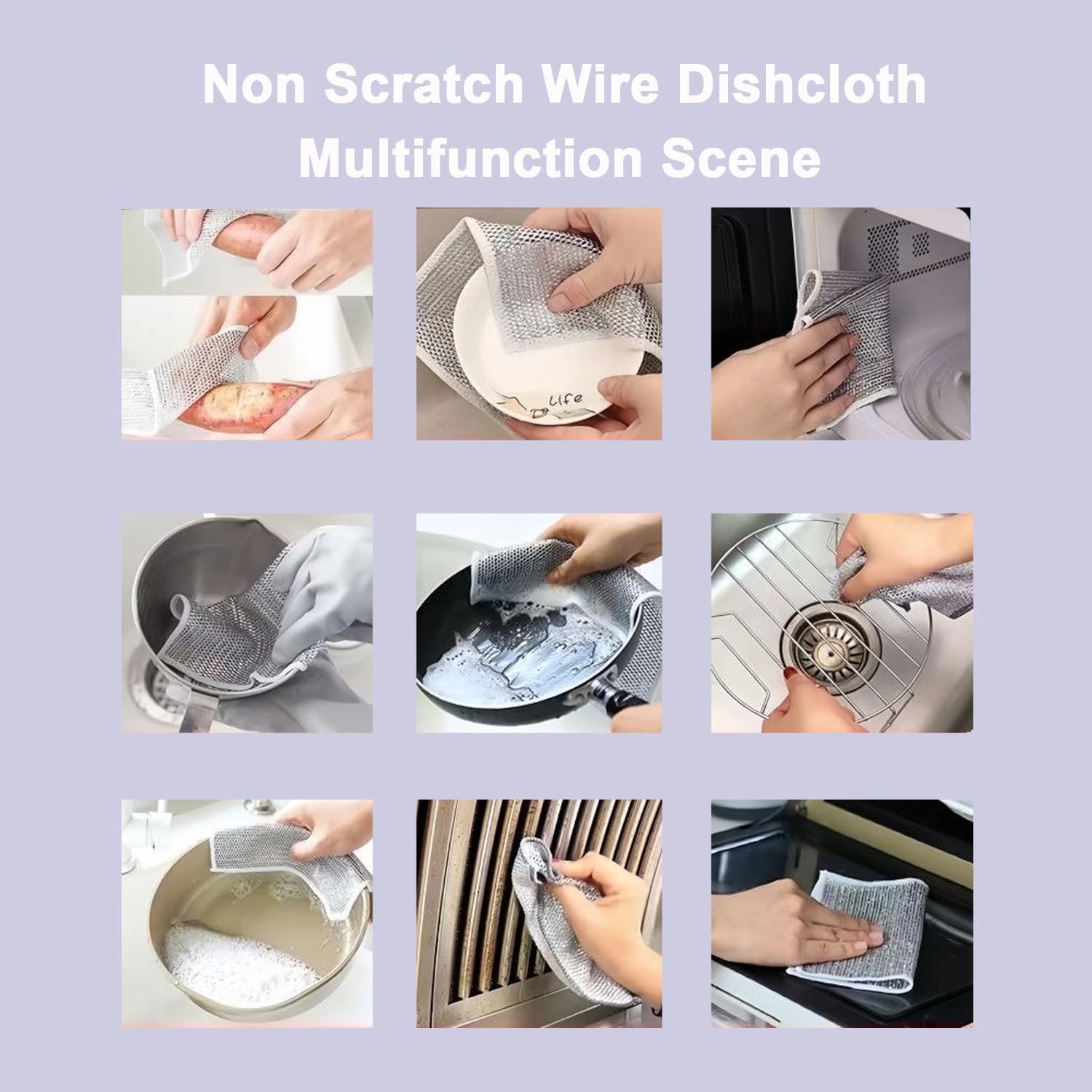 Snap Grip 2026 Upgraded Mini Mop, Zero Touch with 360 Swivel Head, Cloth Changing with Automatic Hands Free Push Pull Handle, Disposable Dust Mop, with 5 Non Scratch Wire Dishcloths (45.3in+10cloths)