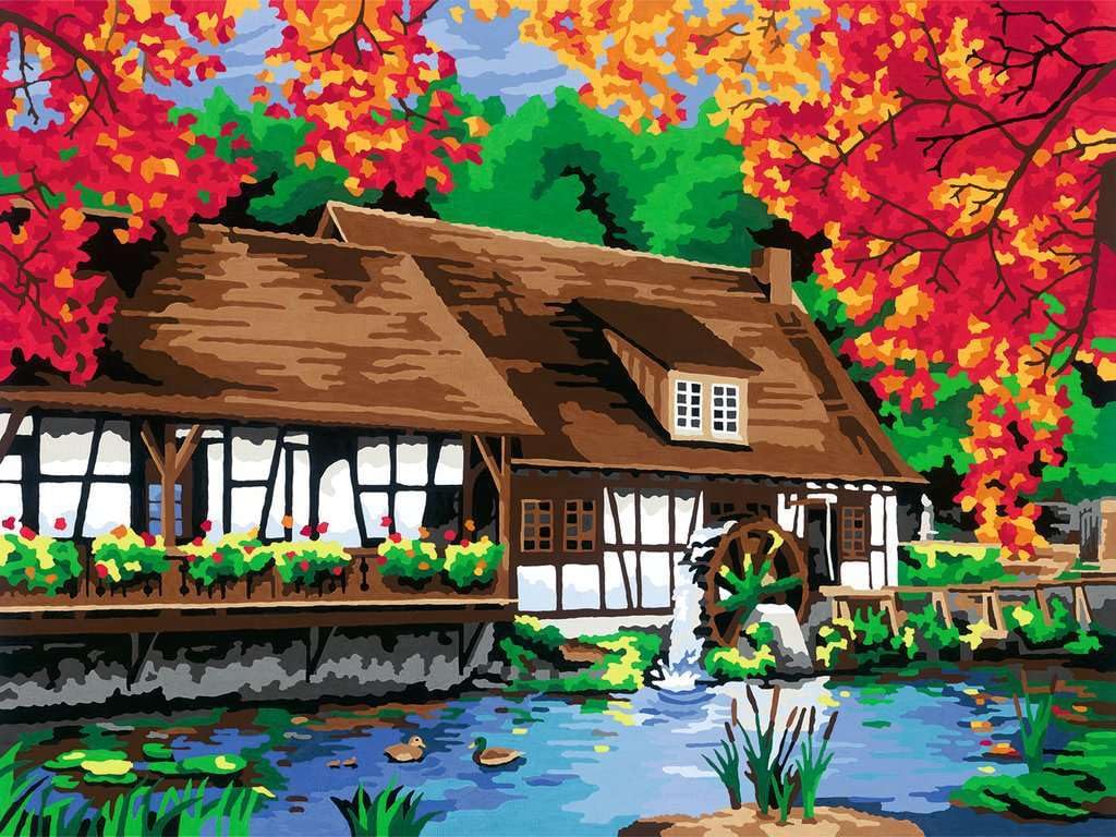 Ravensburger CreArt 23546 - Molino en maceta azul - Pintura por números para adultos, kit de pintura con pinceles y pinturas acrílicas, regalo para mujeres y hombres, pintura para adultos