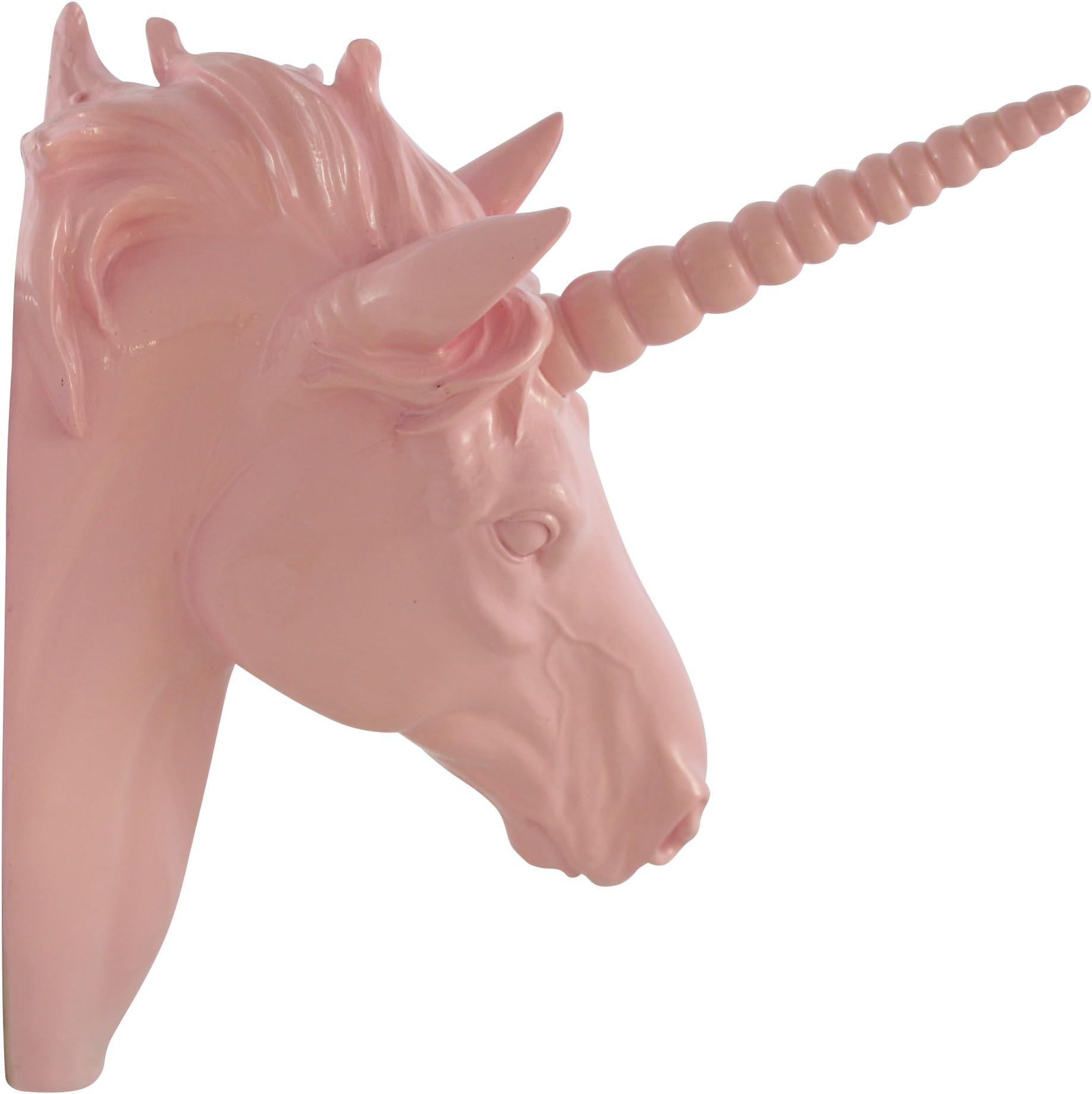 Pine Ridge Pink Unicorn Head Wall Mounted Sculpture Decoration - Faux Taxidermy with Interchangeable Pink Horn Wall Hanging Centerpiece