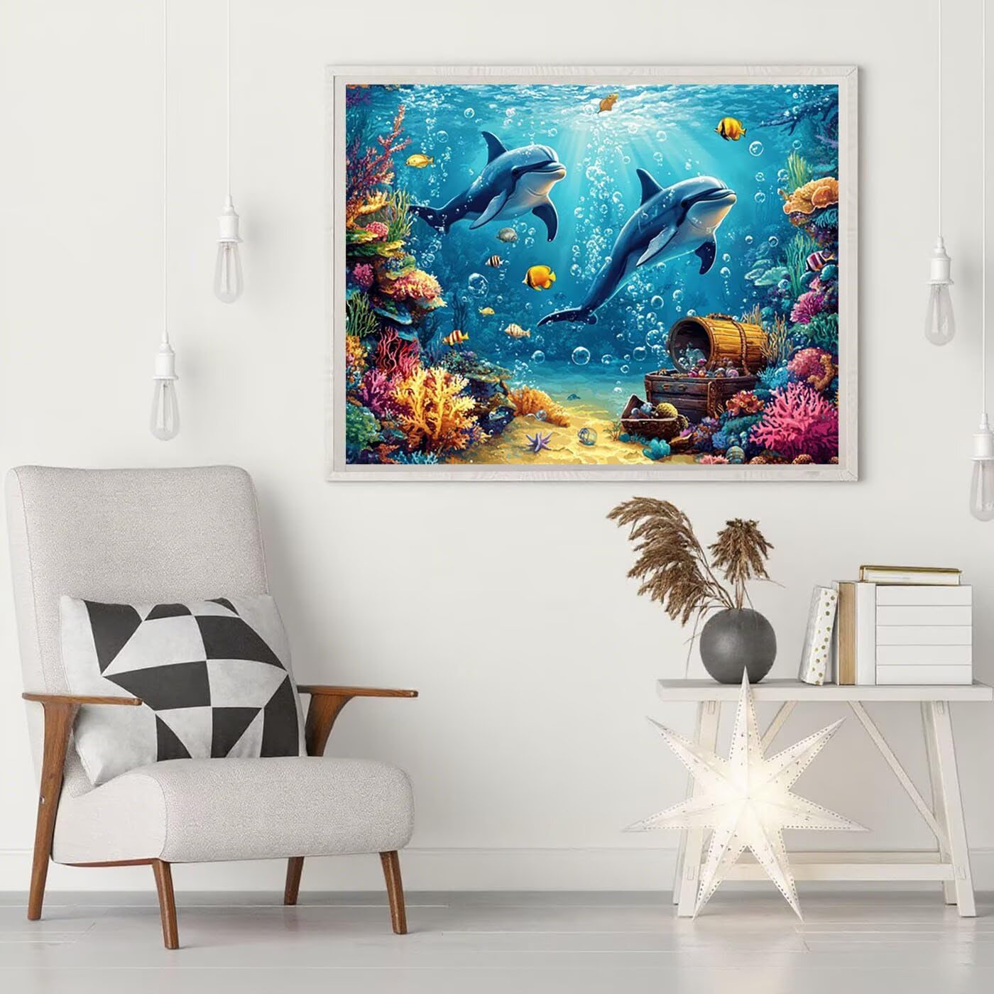 Diamentowa sztuka delfin zestawy do malowania diamentami dla dorosłych, 5D, DIY, podwodny świat, pełne wiercenie, haft krzyżykowy, cekiny, klejnoty, obrazy, sztuka i rękodzieło, obrazy do dekoracji